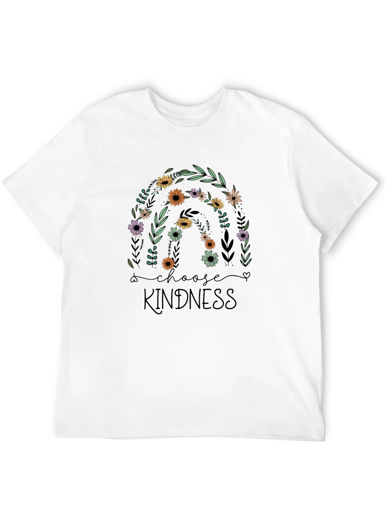 Black Choose Kindness Floral Rainbow Graphic Tee view 12