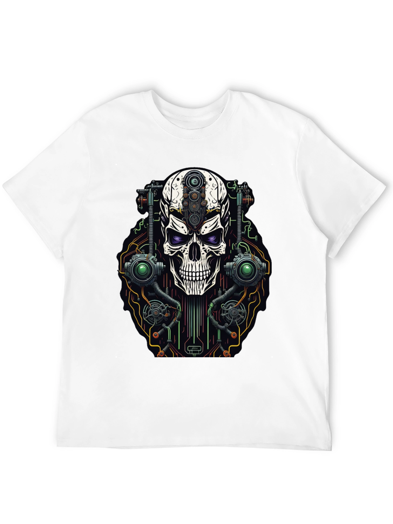Black Cyberpunk Skull Graphic T-Shirt view 12