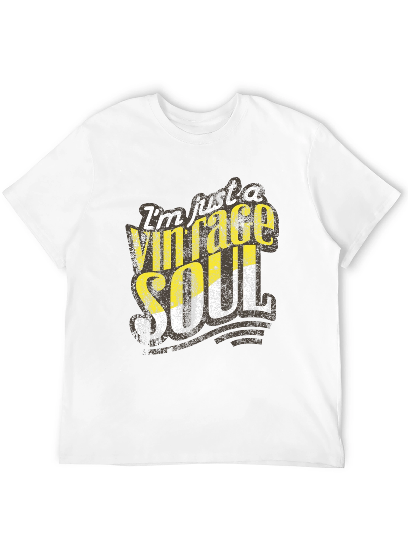 Black Vintage Soul Graphic Tee - Distressed Print, Casual Black T-Shirt view 12