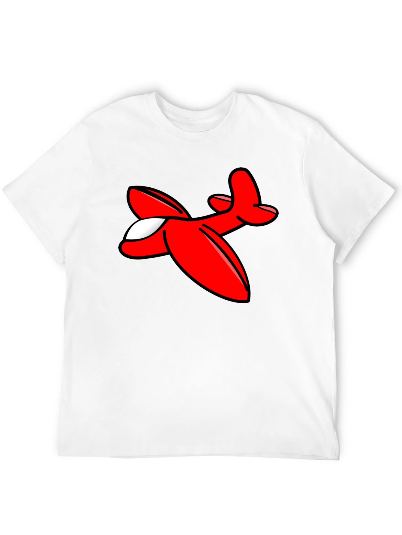Cartoon Airplane Graphic Tee - Black Cotton T-Shirt - 12