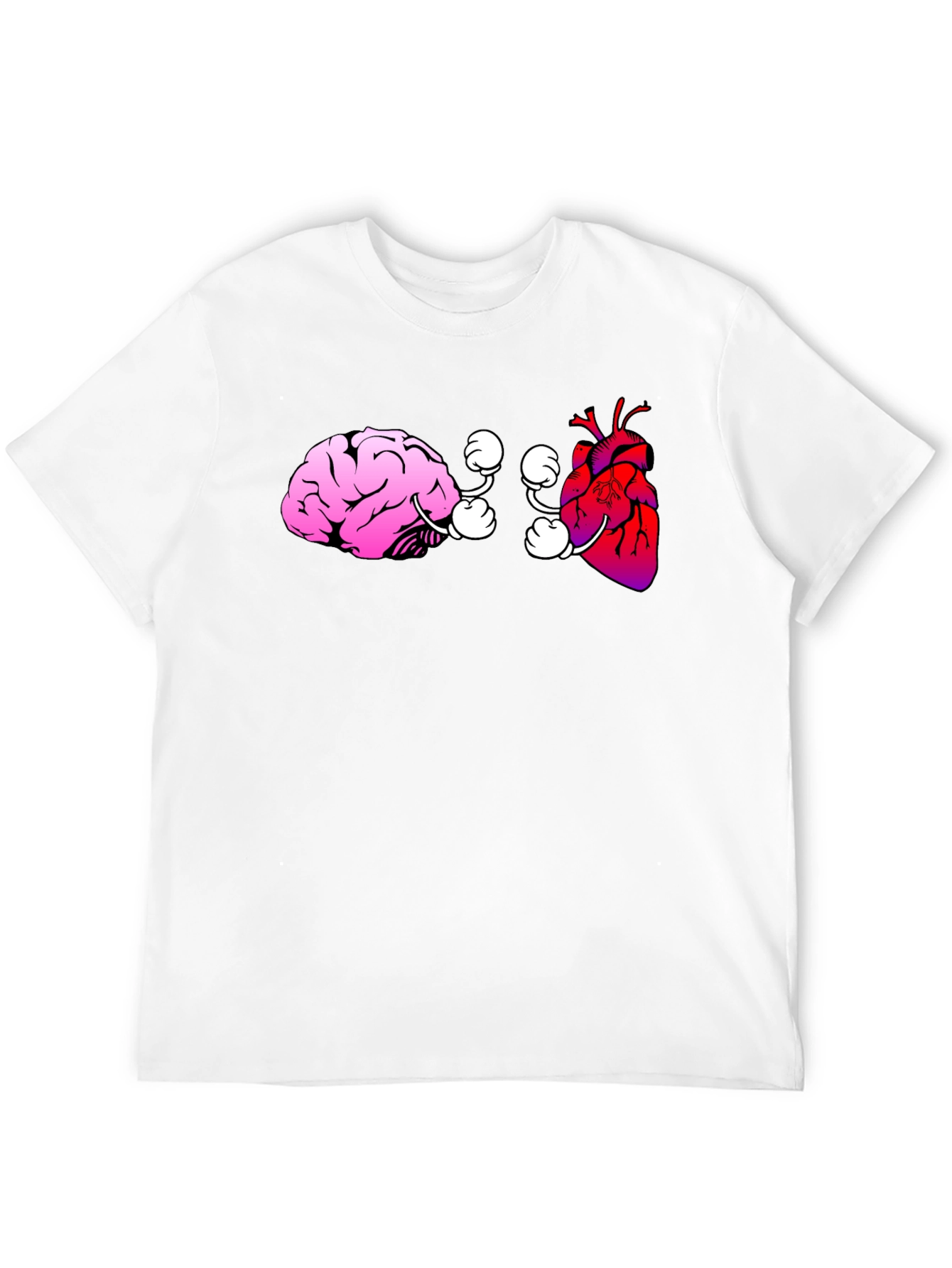 Black Brain vs. Heart Graphic Tee - Black Cotton T-Shirt view 12