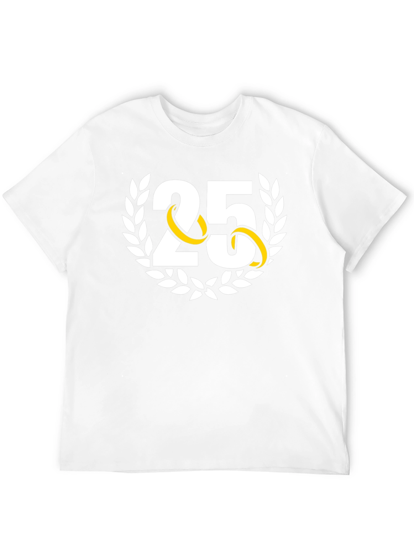 25th Anniversary T-Shirt - Gold Rings Laurel Wreath - 12