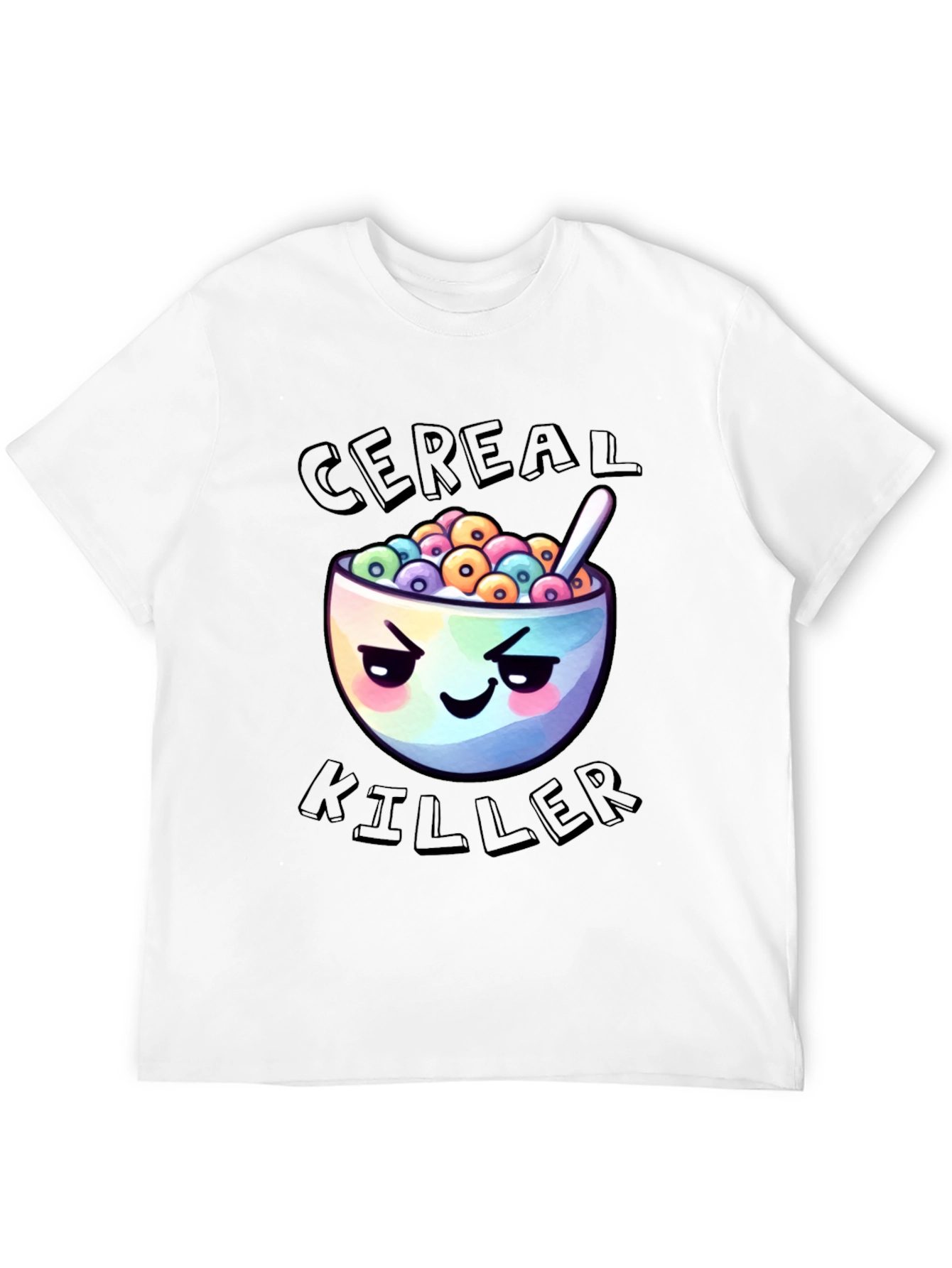 Black Cereal Killer Graphic T-Shirt - Funny Cartoon Tee view 12