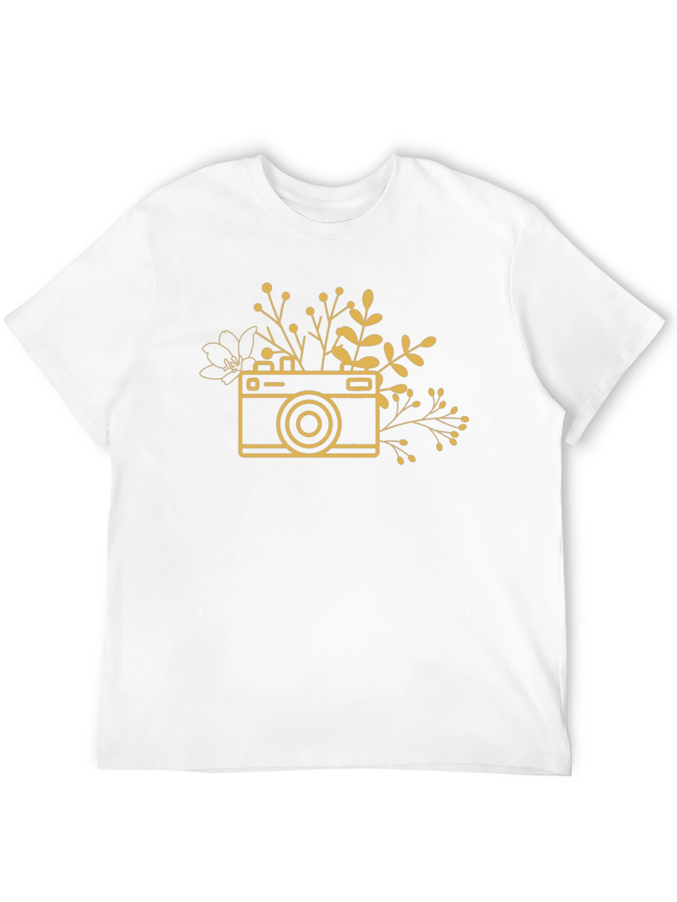 Black Floral Camera Graphic Tee - Stylish Unisex Top view 12