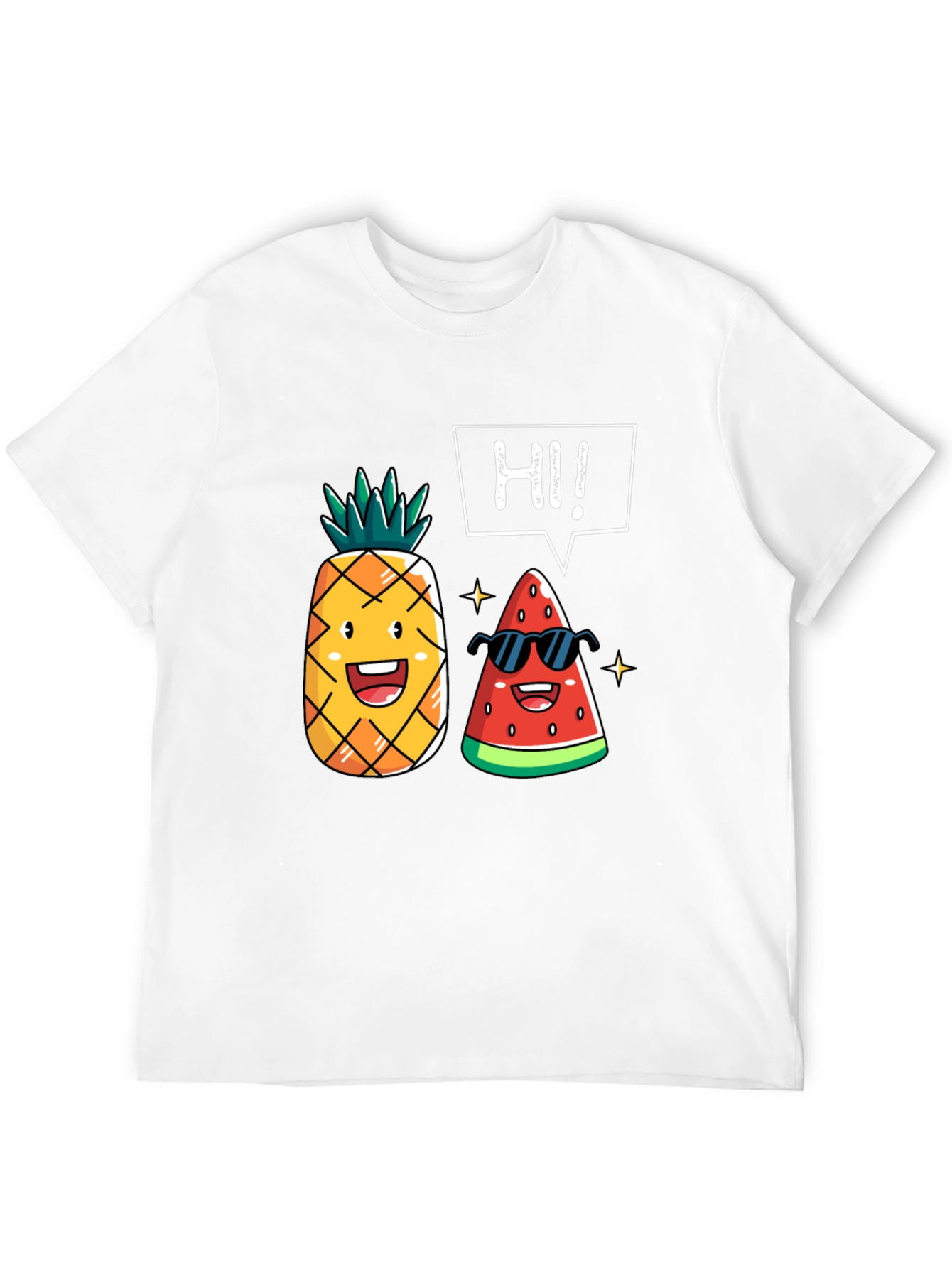 Black Funny Fruit T-Shirt: Pineapple & Watermelon Graphic Tee view 12