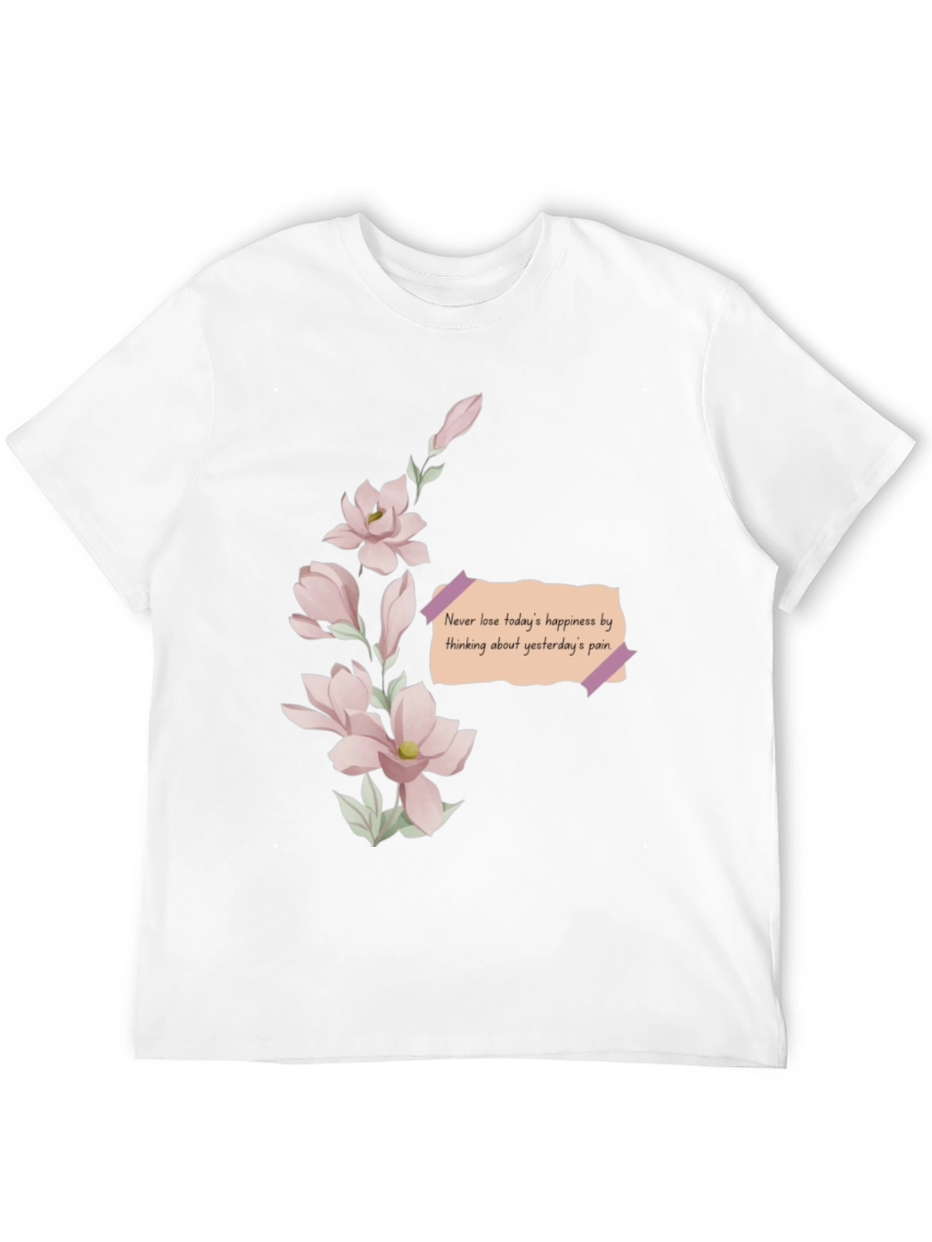 Black Floral Reminder T-Shirt - Never Lose Happiness view 12