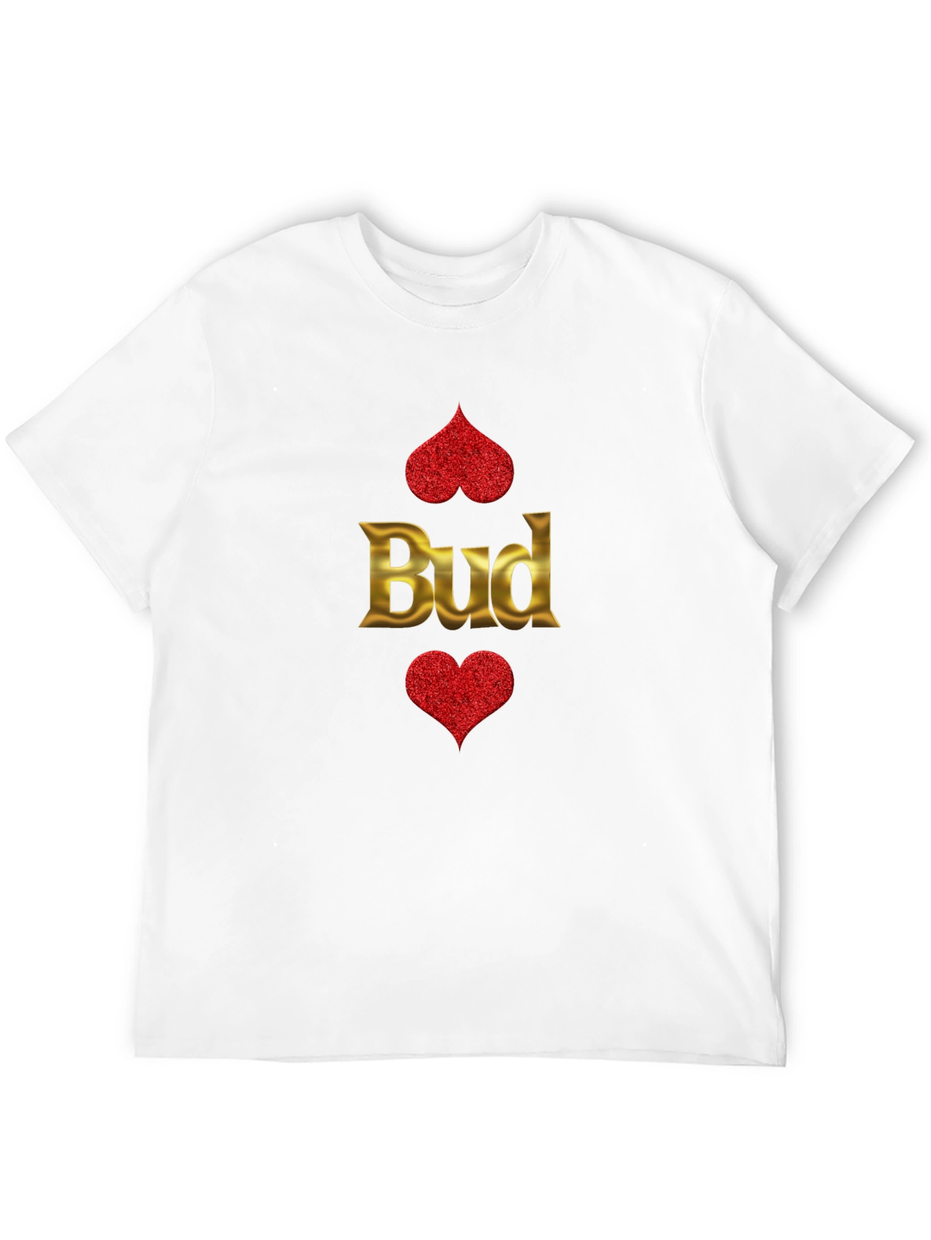 Black Bud T-Shirt - Gold Lettering, Red Hearts view 12