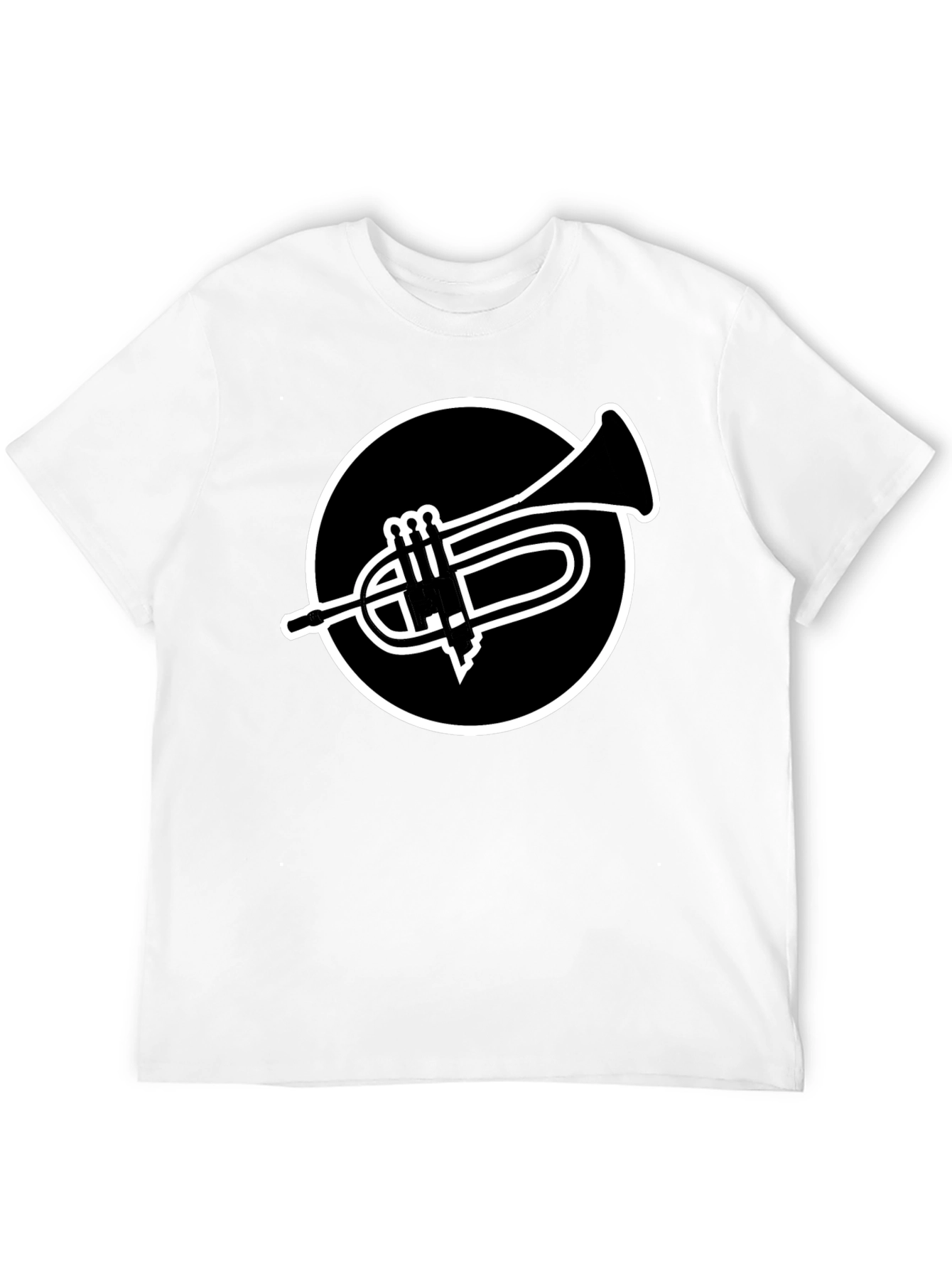 Black Trumpet Circle Graphic Tee - Black Cotton Casual Shirt view 12