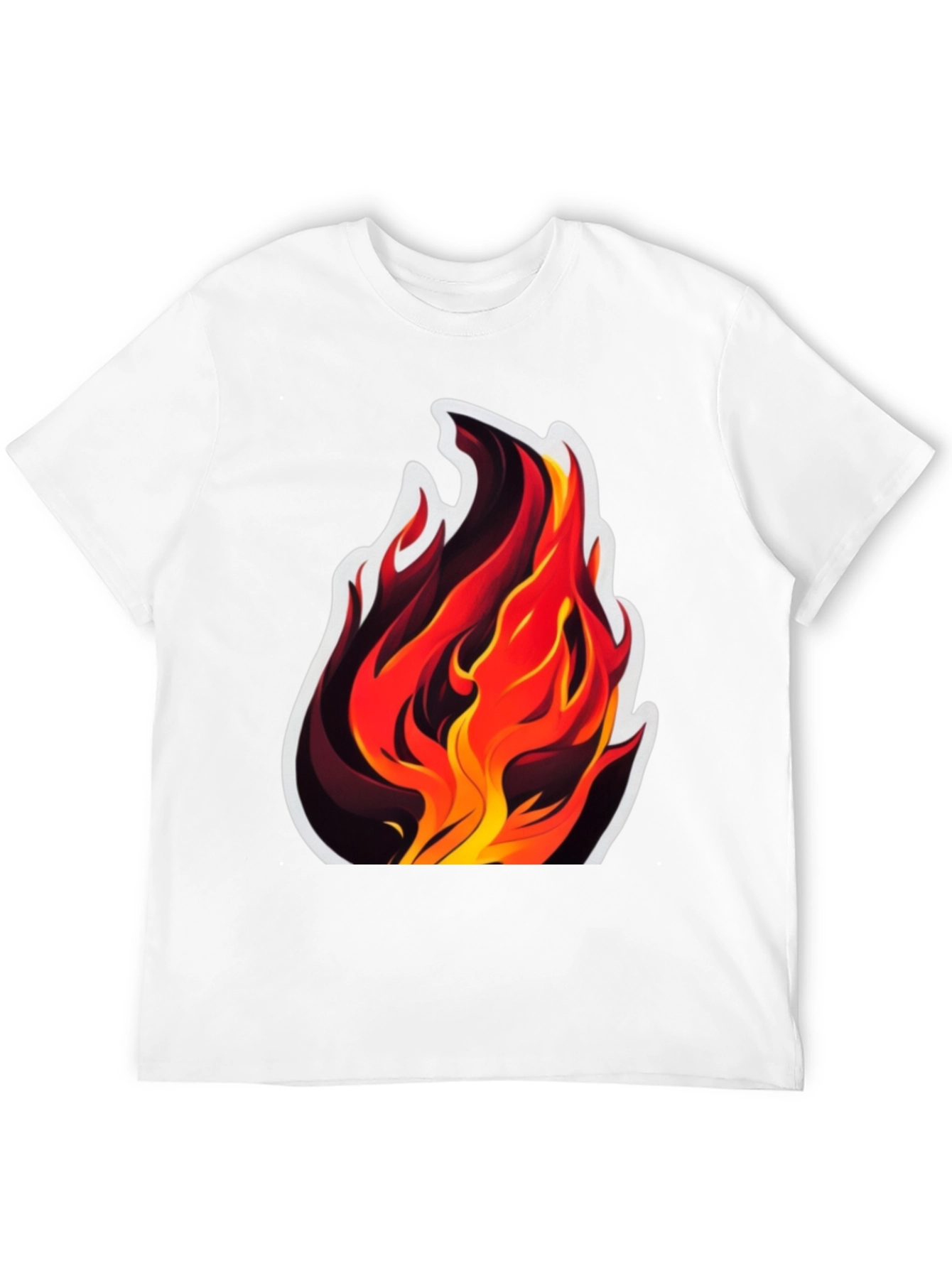 Black Fiery Flames Graphic Tee - Bold Black Cotton T-Shirt view 12