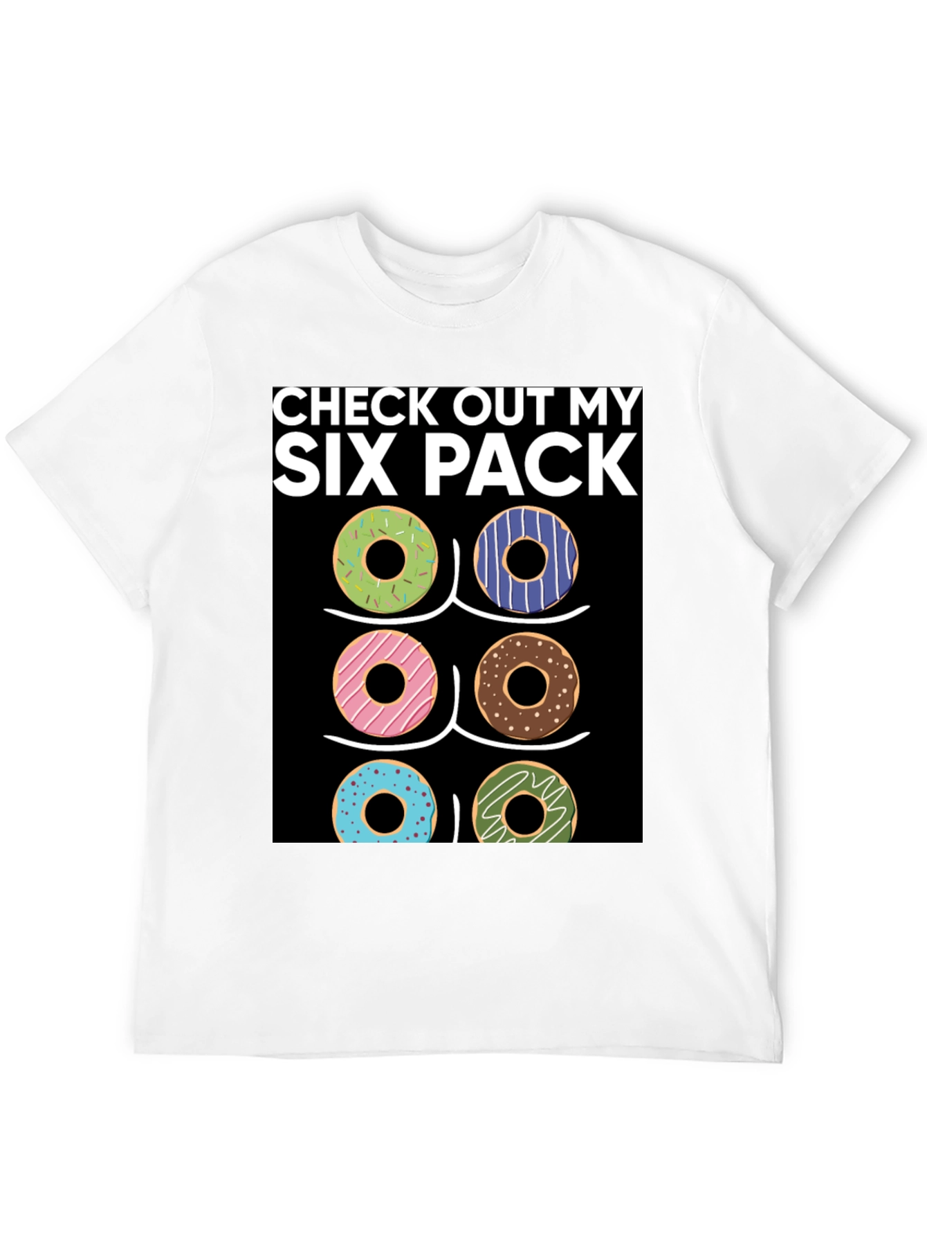 Black Six Pack Donuts T-Shirt - Funny Gym Workout Tee view 12