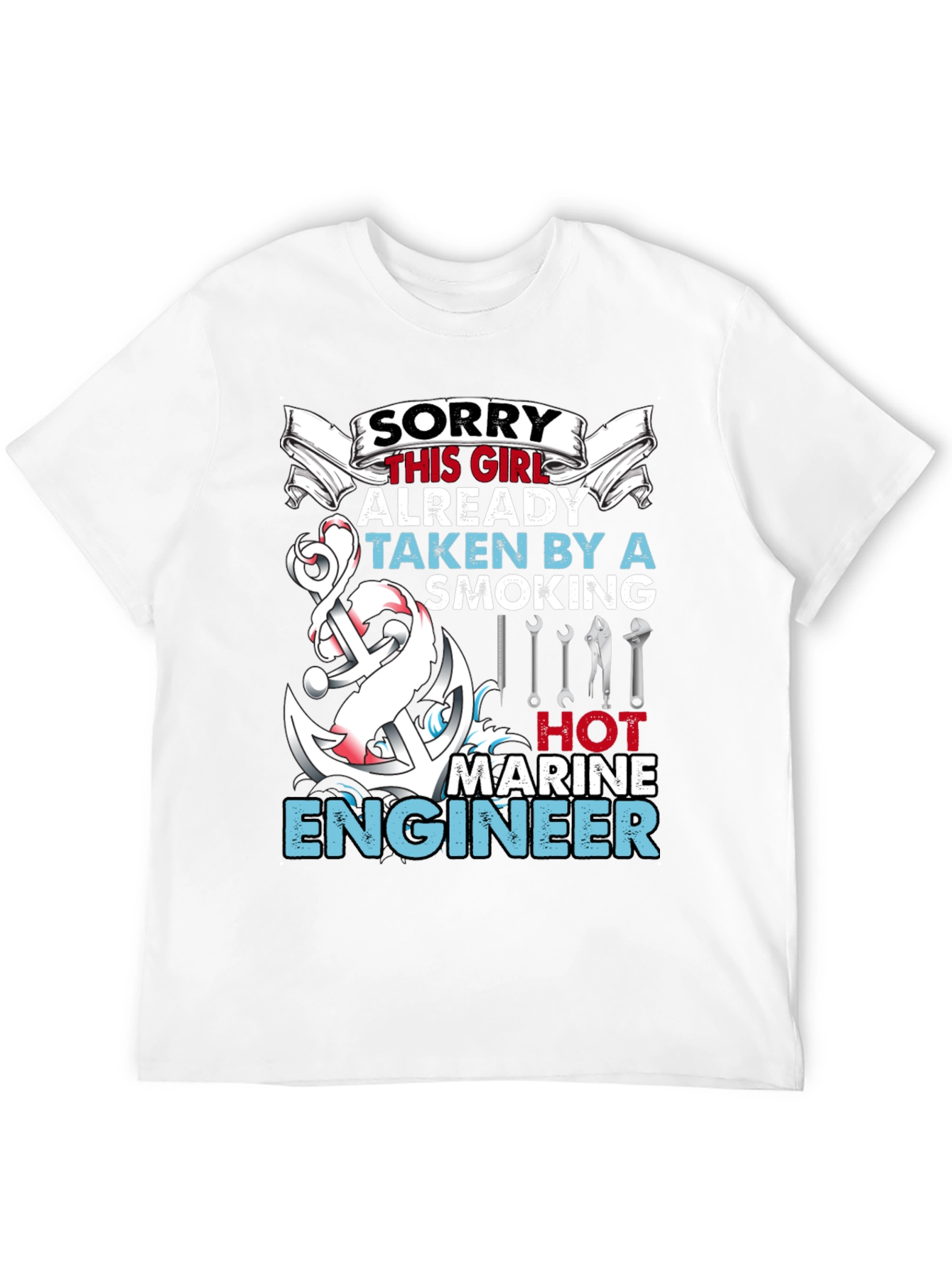 Black Sorry Girl Marine Engineer Graphic T-Shirt view 12