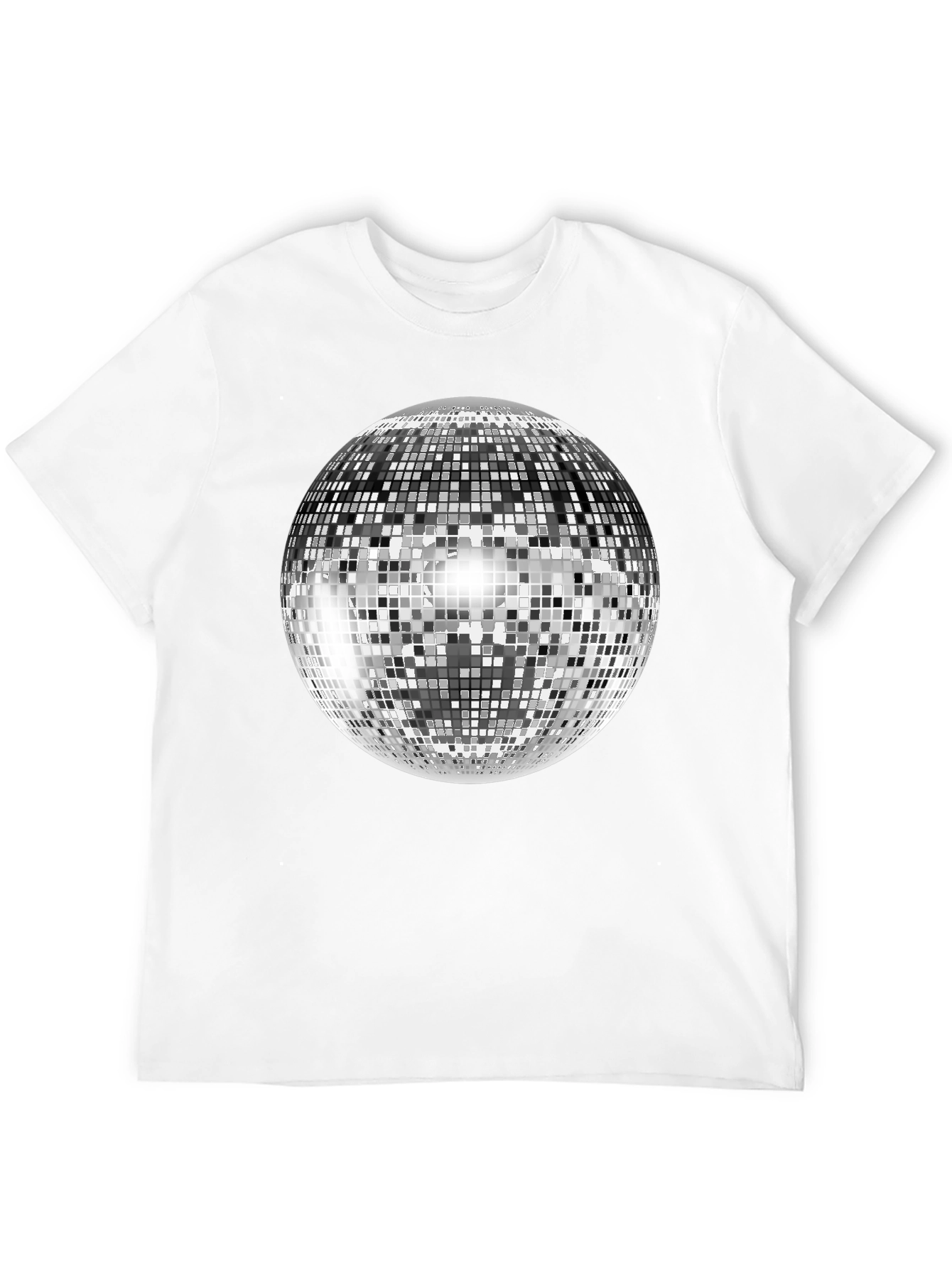 Black Retro Disco Ball Graphic Tee - Black Cotton Blend view 12