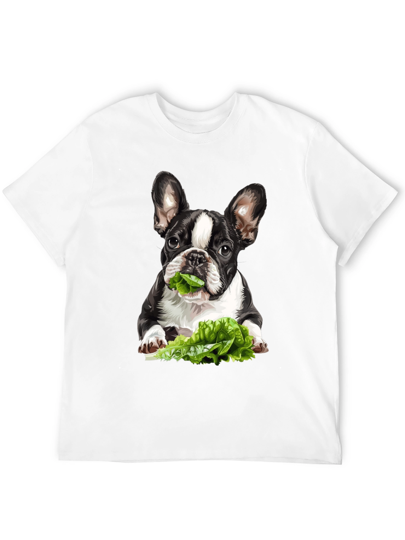 Black Dog Eating Lettuce Graphic Tee - Casual Cotton T-Shirt view 12
