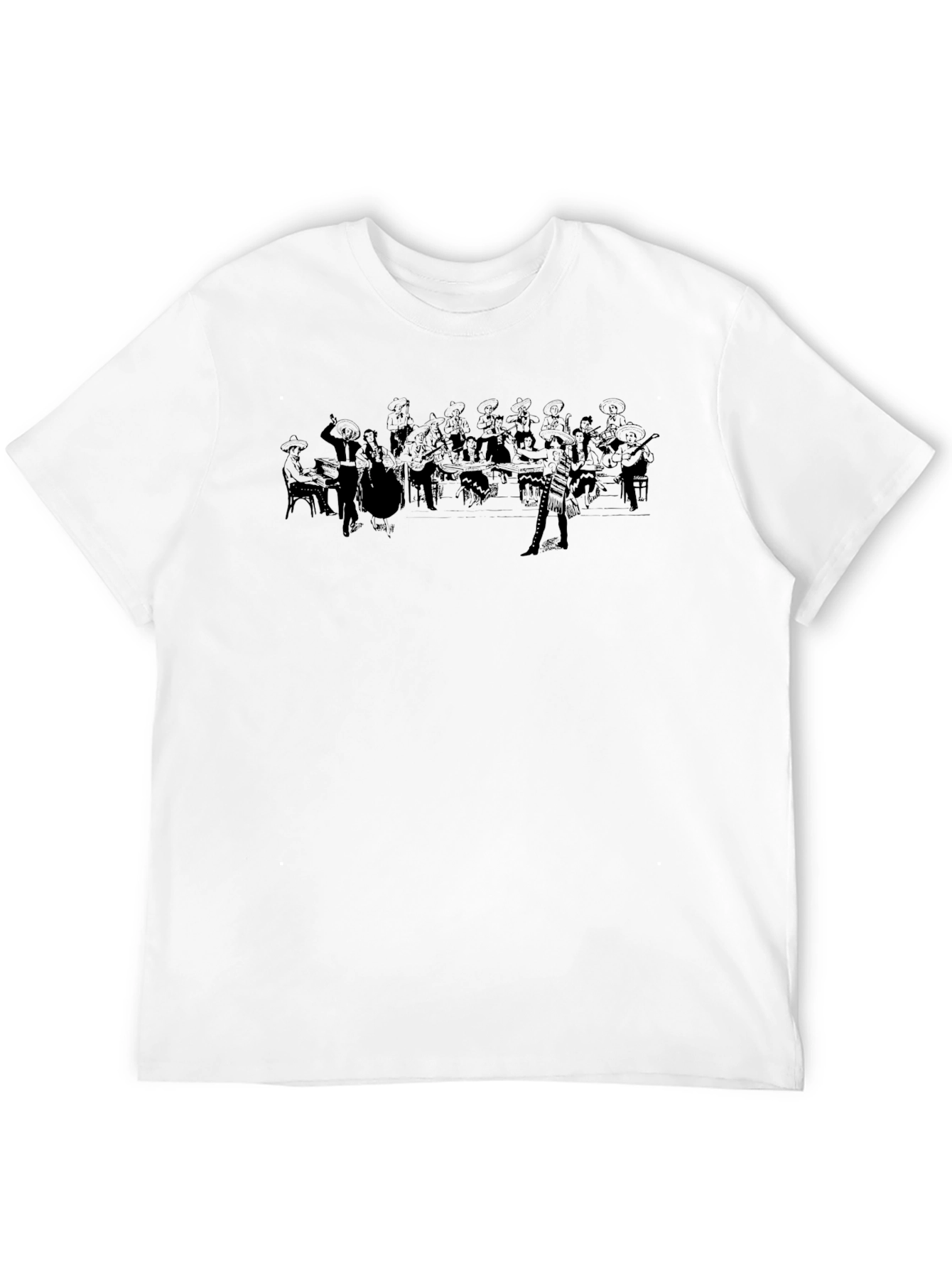 Black Black Graphic Tee: Mariachi Band Design view 12