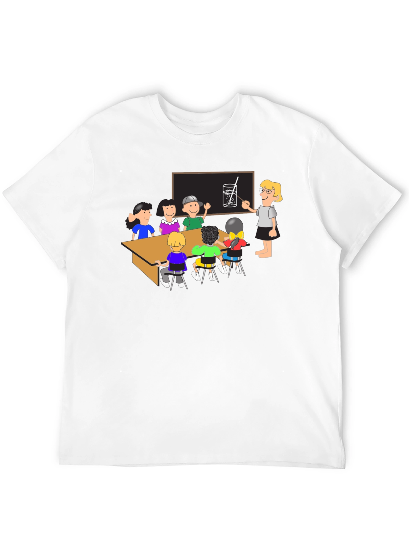 Black Cartoon School Kids Print Black T-Shirt view 12