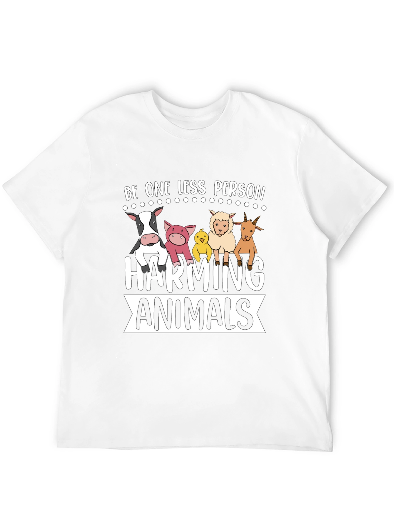 Black Be One Less Person Harming Animals Black T-Shirt view 12