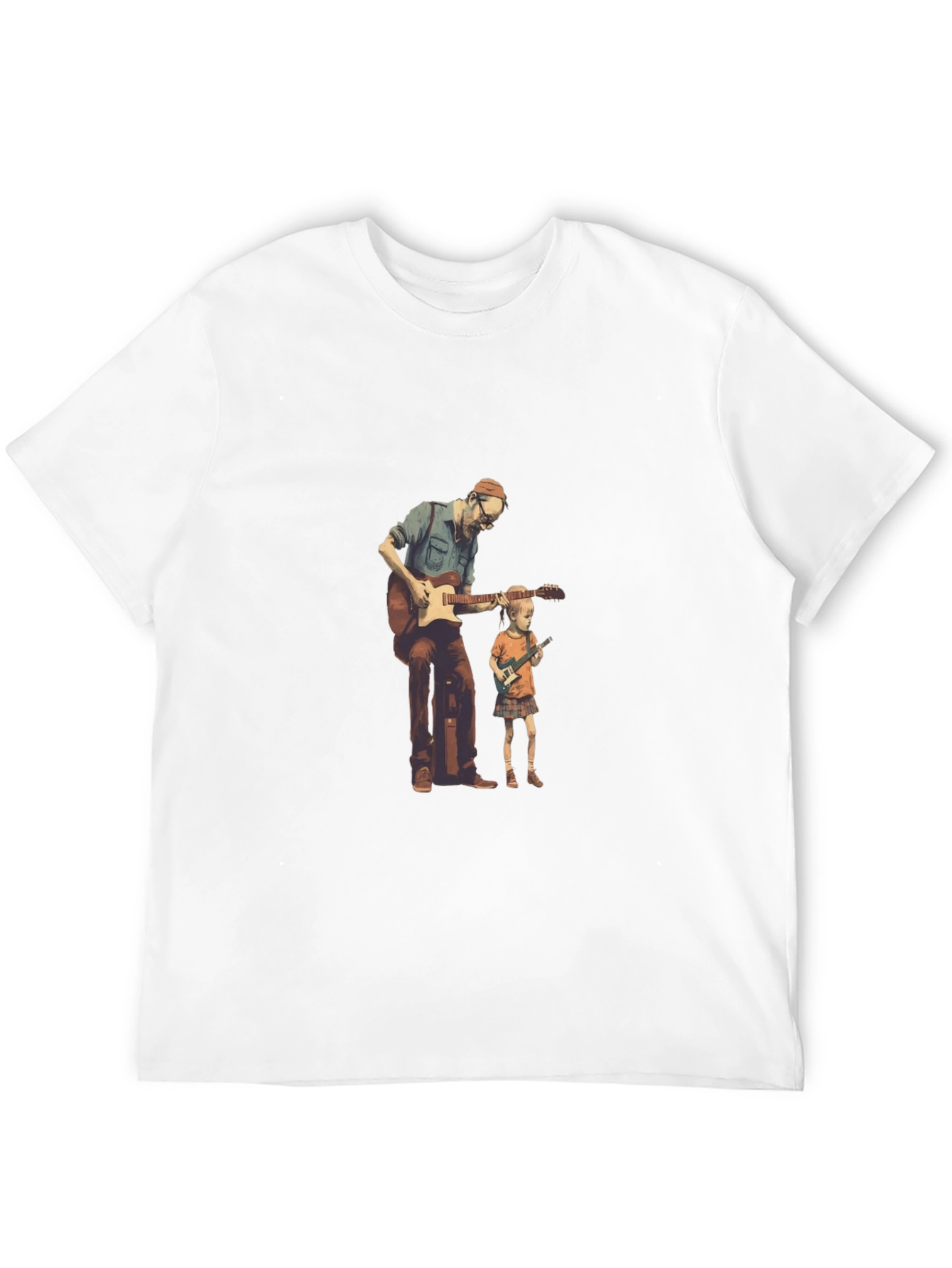 Black Guitarist Dad and Kid Black T-Shirt view 12