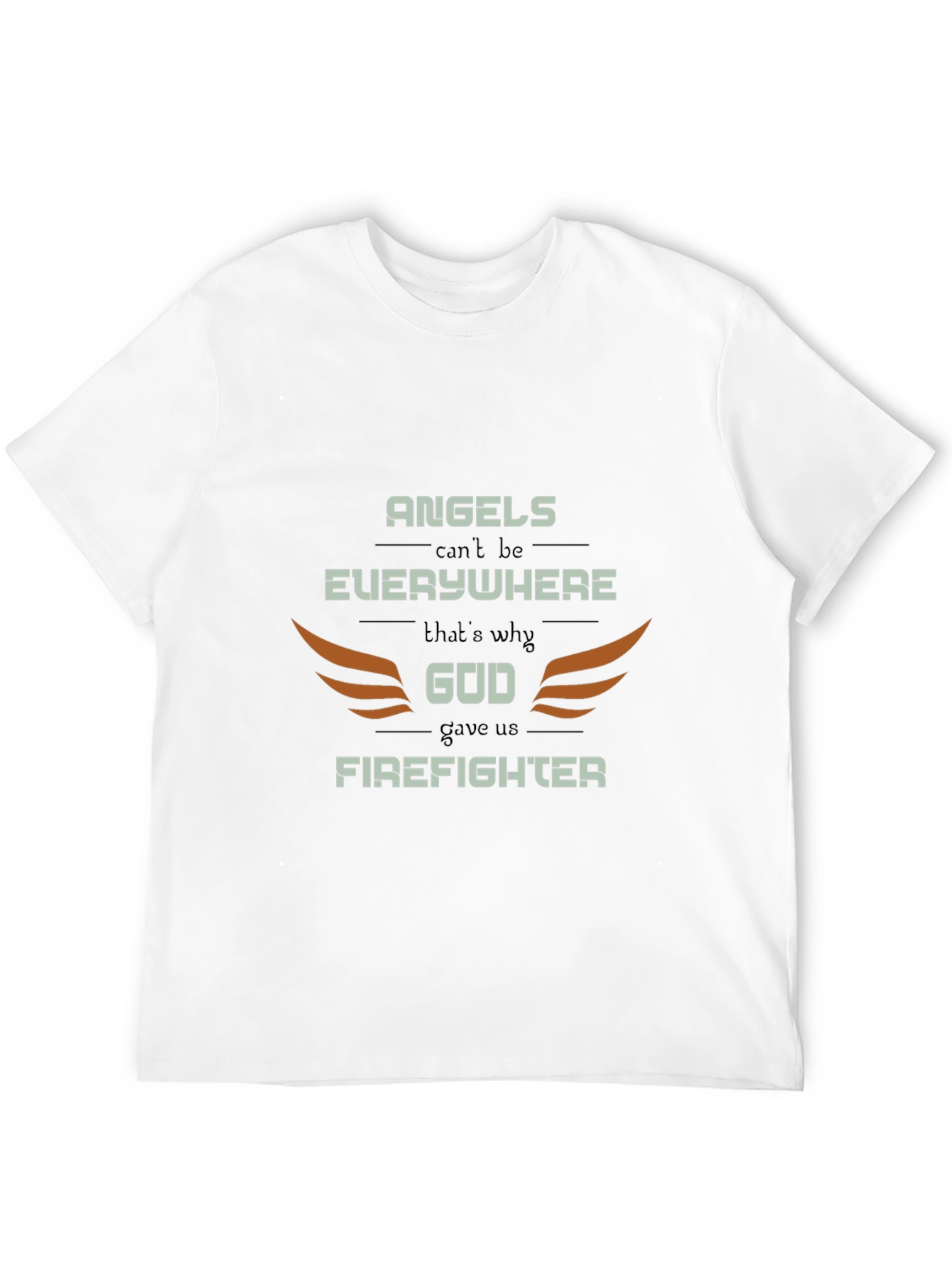Black Firefighter Graphic Tee - Angel Wings Design, Everyday Wear view 12