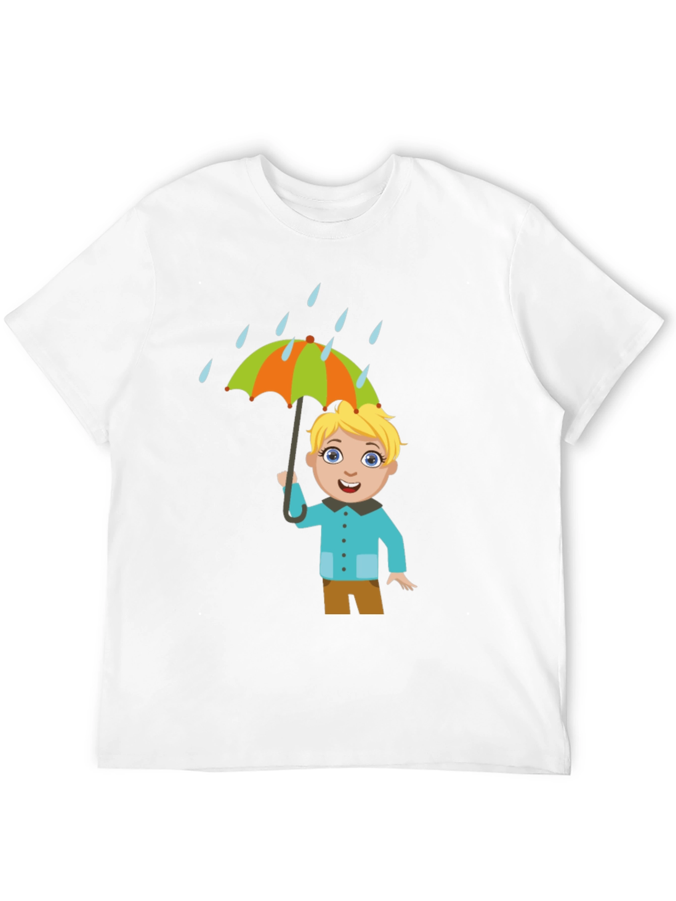 Black Cartoon Boy Umbrella Black T-Shirt view 12