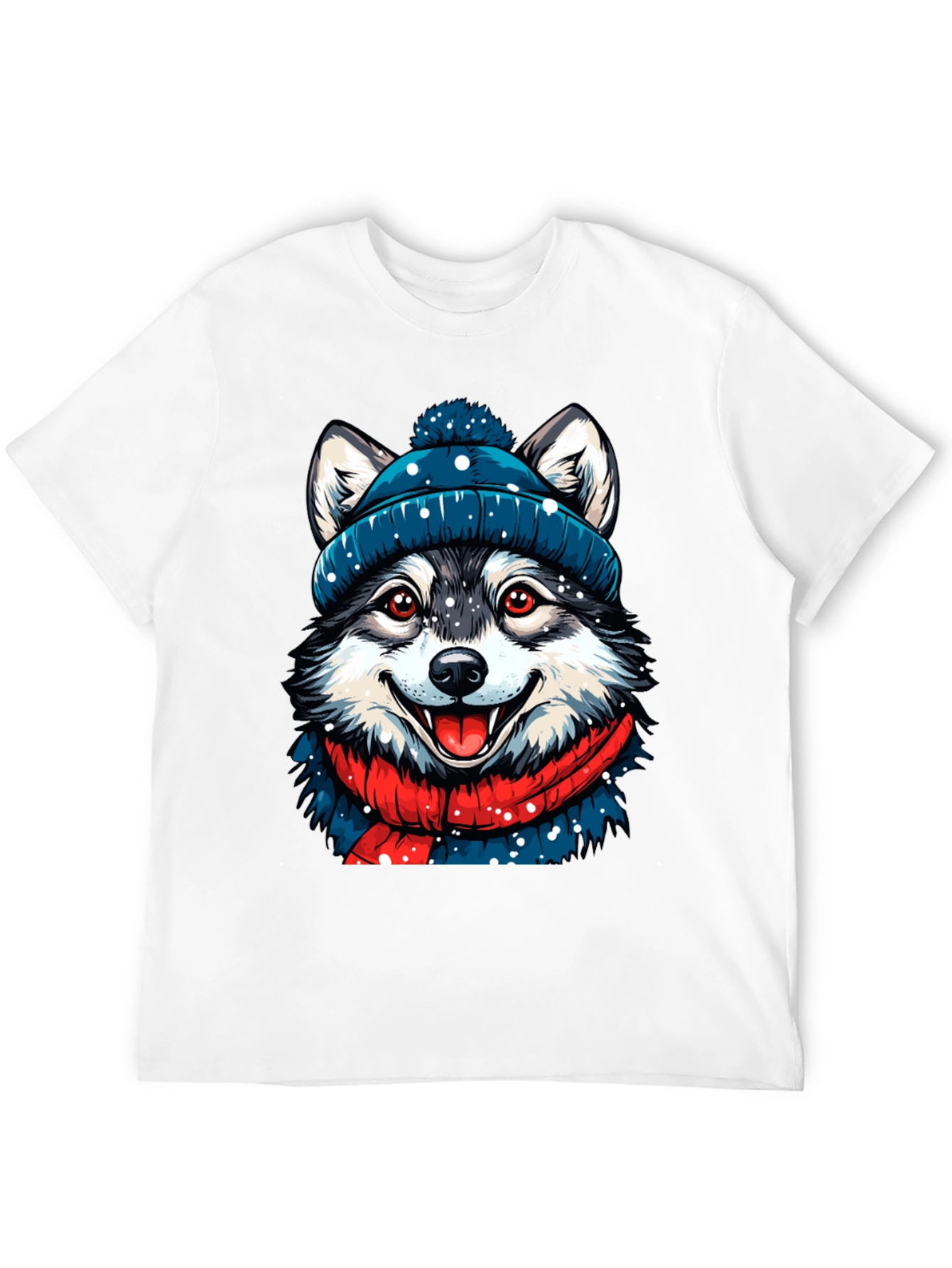 Black Festive Husky Graphic Tee - Winter Style view 12