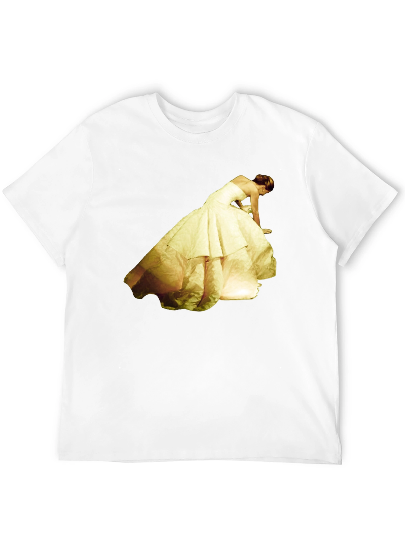 Black Black T-Shirt with Yellow Dress Graphic Tee view 12