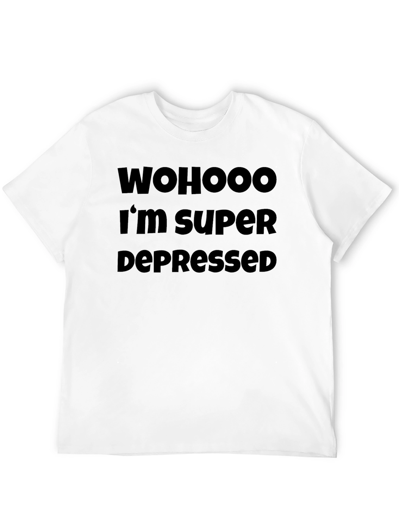 Black WOHOOO I'M SUPER DEPRESSED Black Graphic T-Shirt view 12
