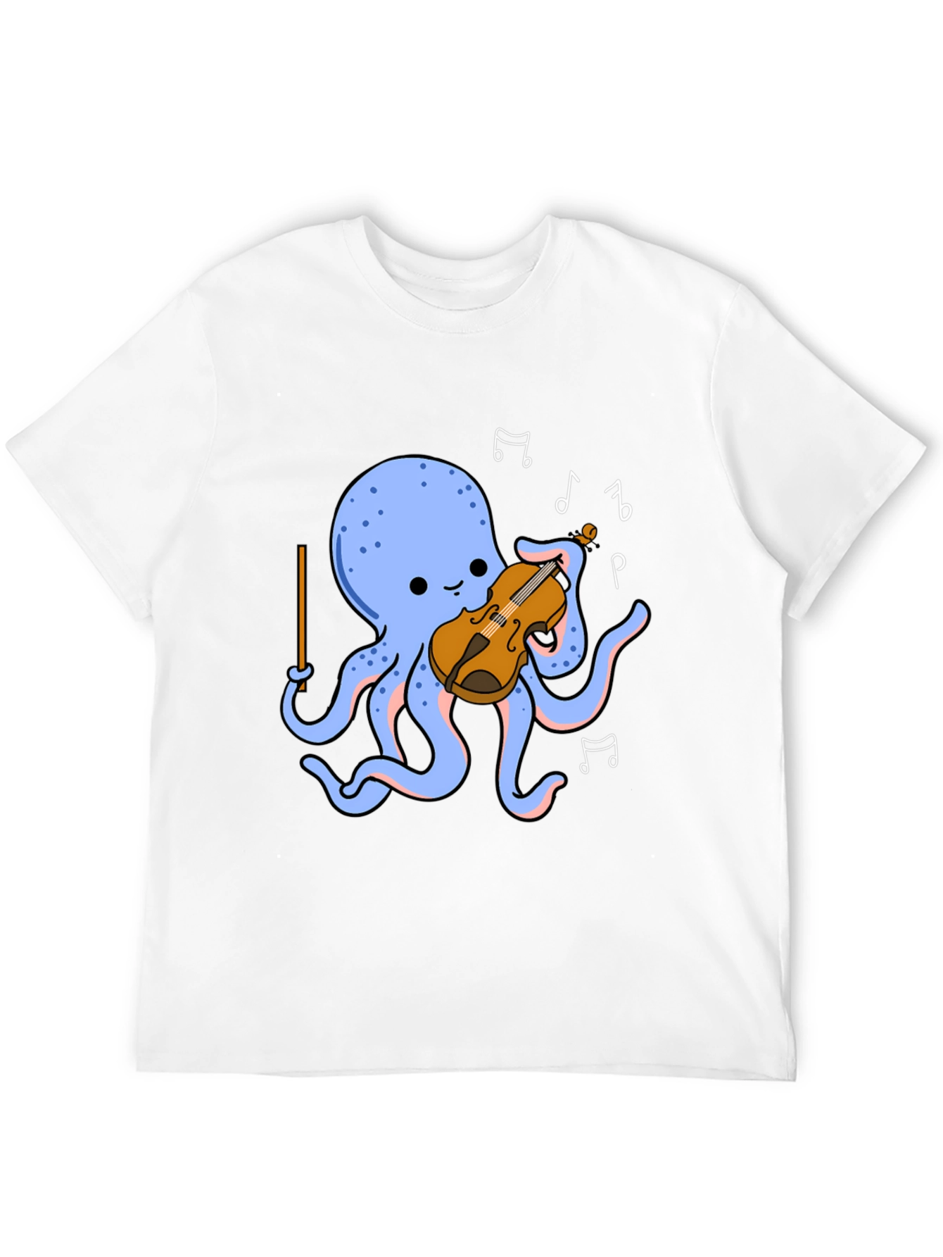Black Octopus Musician T-Shirt - Cute Cartoon Violin Player Tee view 12