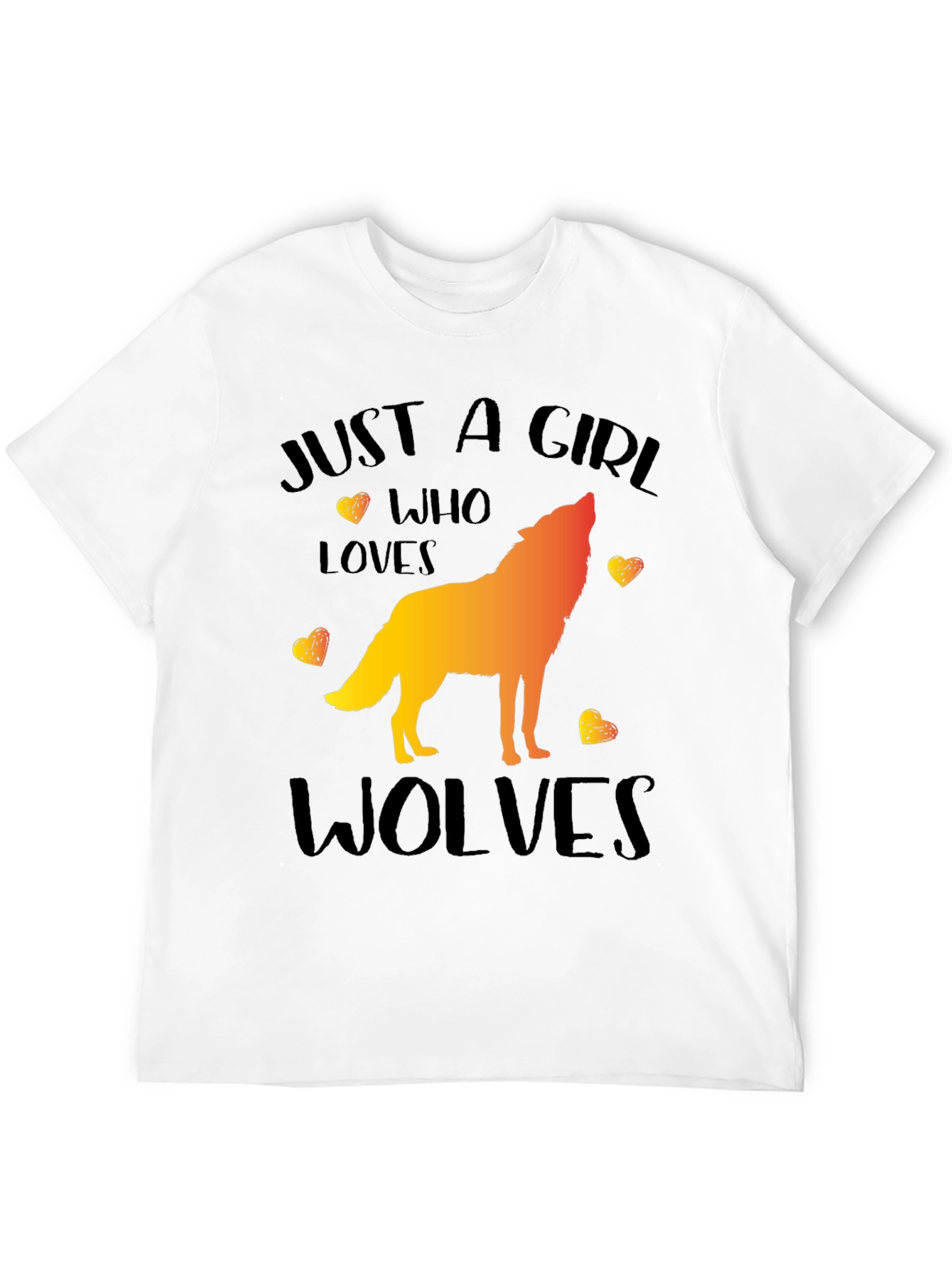 Black Just a Girl Who Loves Wolves Graphic T-Shirt view 12