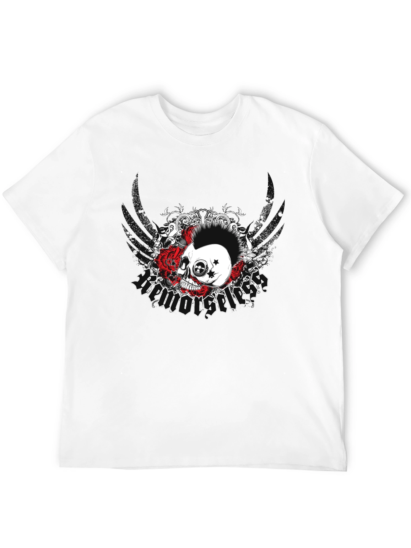 Black Skull & Roses Graphic Tee - Rock Style Shirt view 12