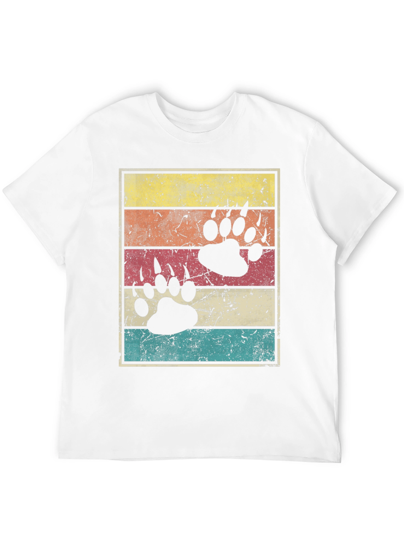 Black Retro Bear Paw Print T-Shirt view 12