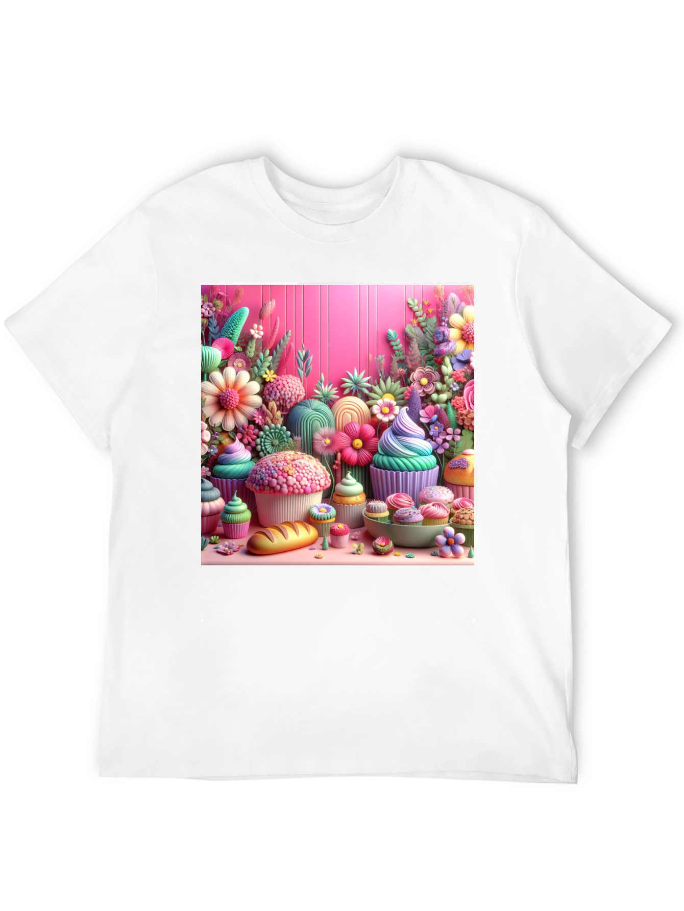 Black Sweet Treat Floral Cupcake T-Shirt view 12