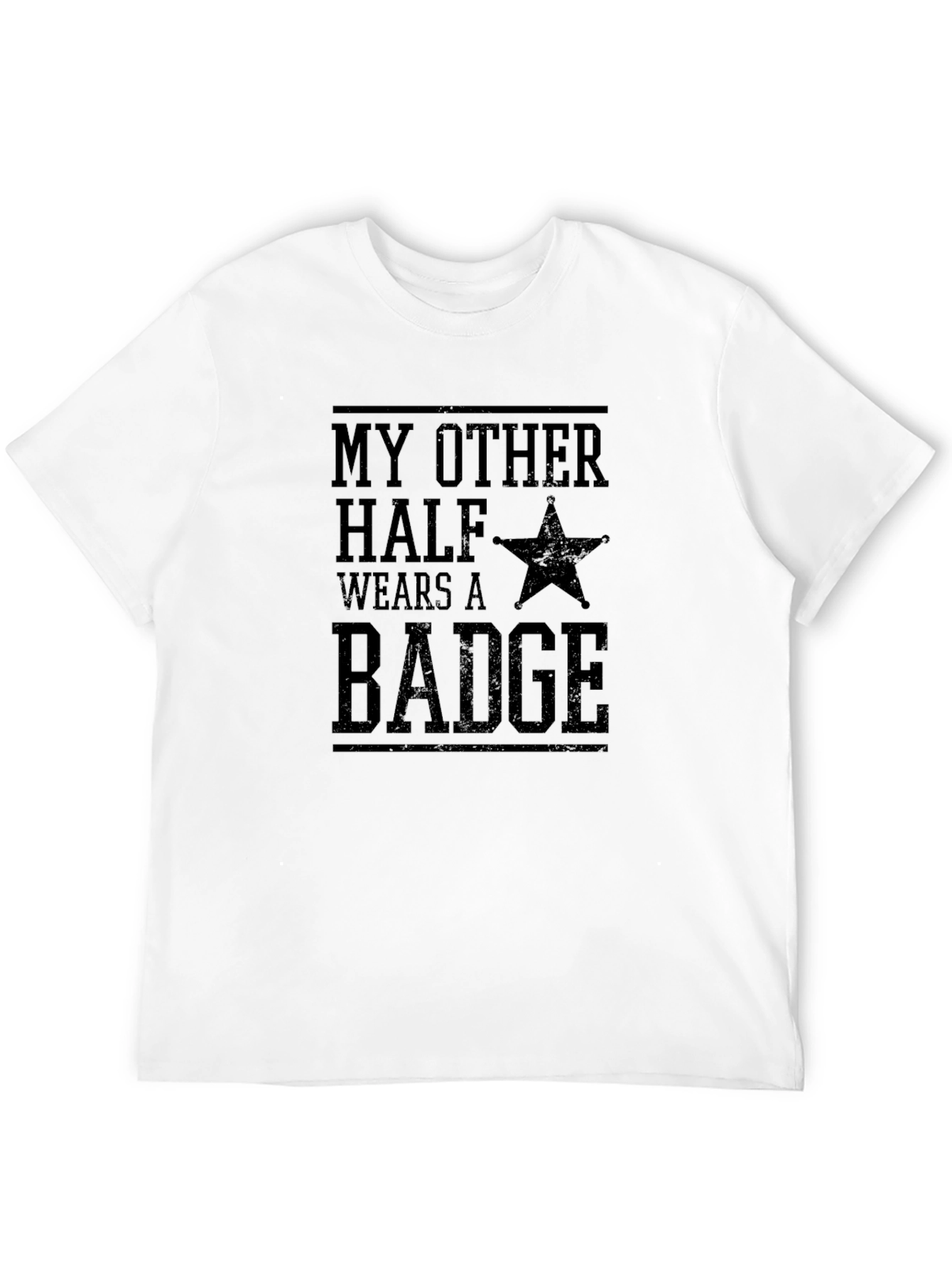 Black My Other Half Wears A Badge Graphic Tee view 12
