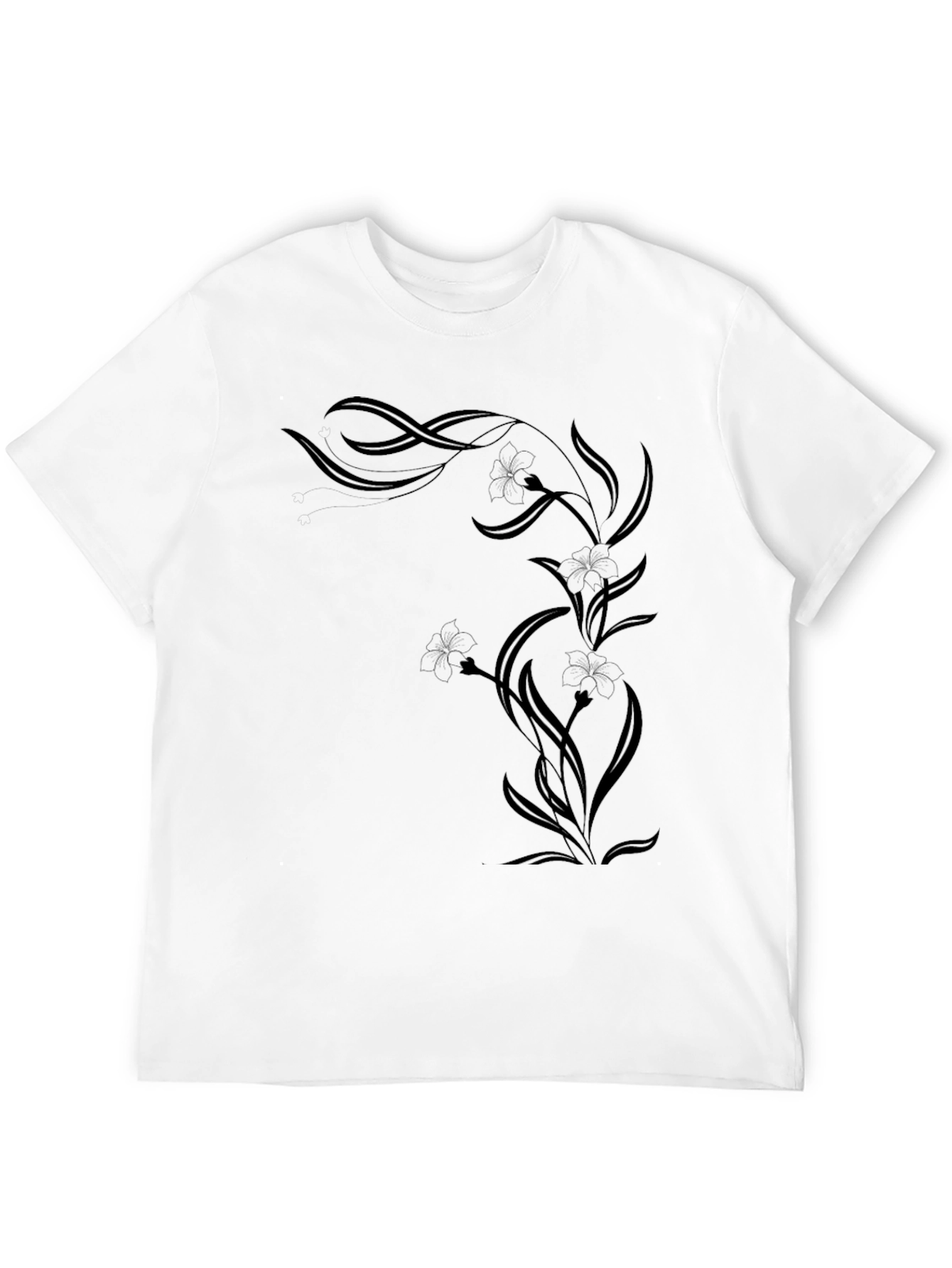 Black Floral Vine Graphic Tee - Black Cotton Blend view 12