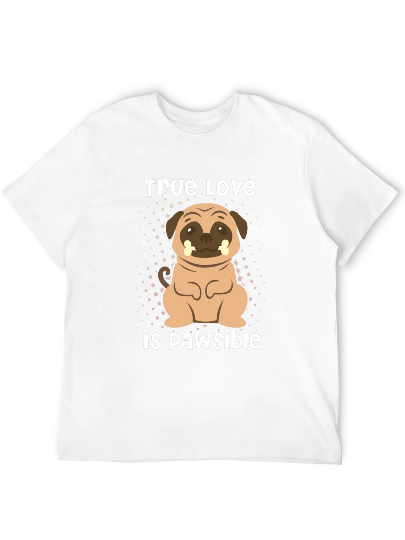 Black True Love is Pawsible Pug T-Shirt view 12