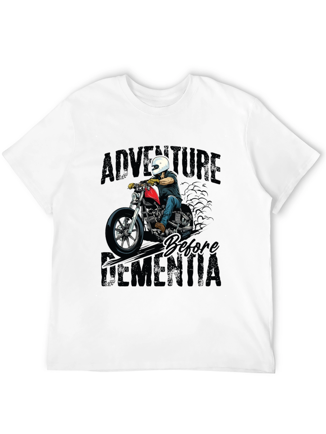 Black Adventure Before Dementia Biker Graphic Tee view 12