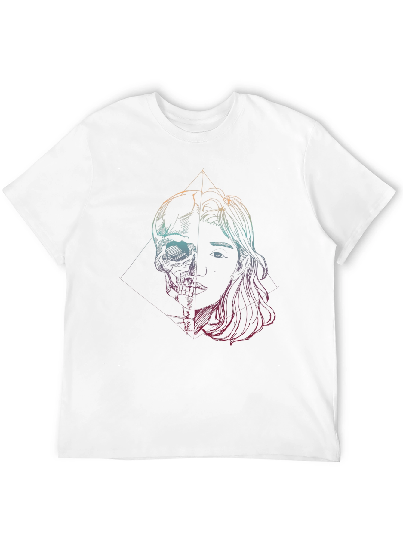 Black Skull & Woman Graphic Tee - Edgy Art T-Shirt view 12