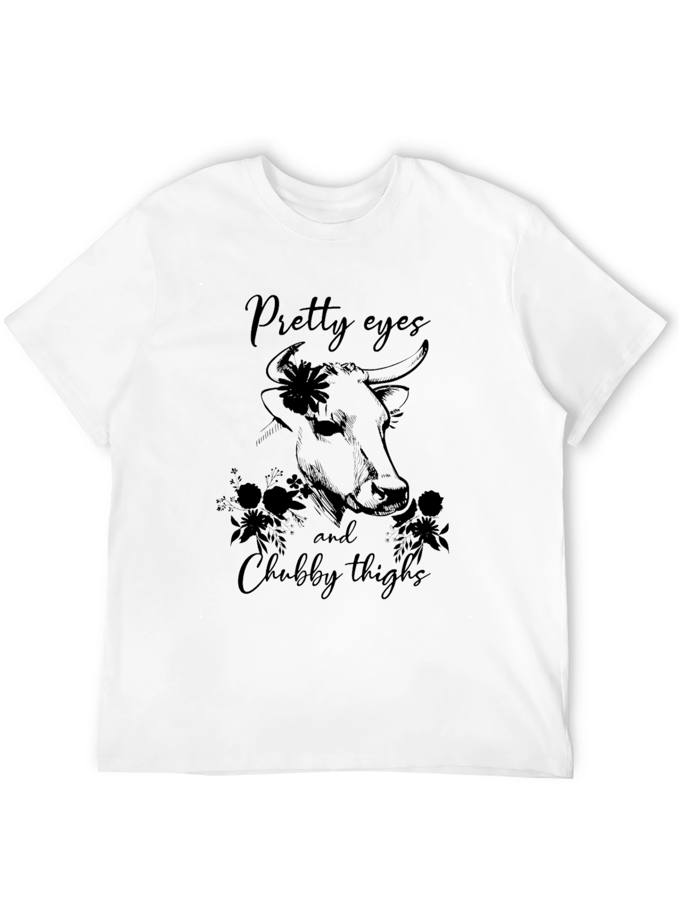 Black Pretty Eyes & Chubby Thighs Bull Graphic T-Shirt view 12