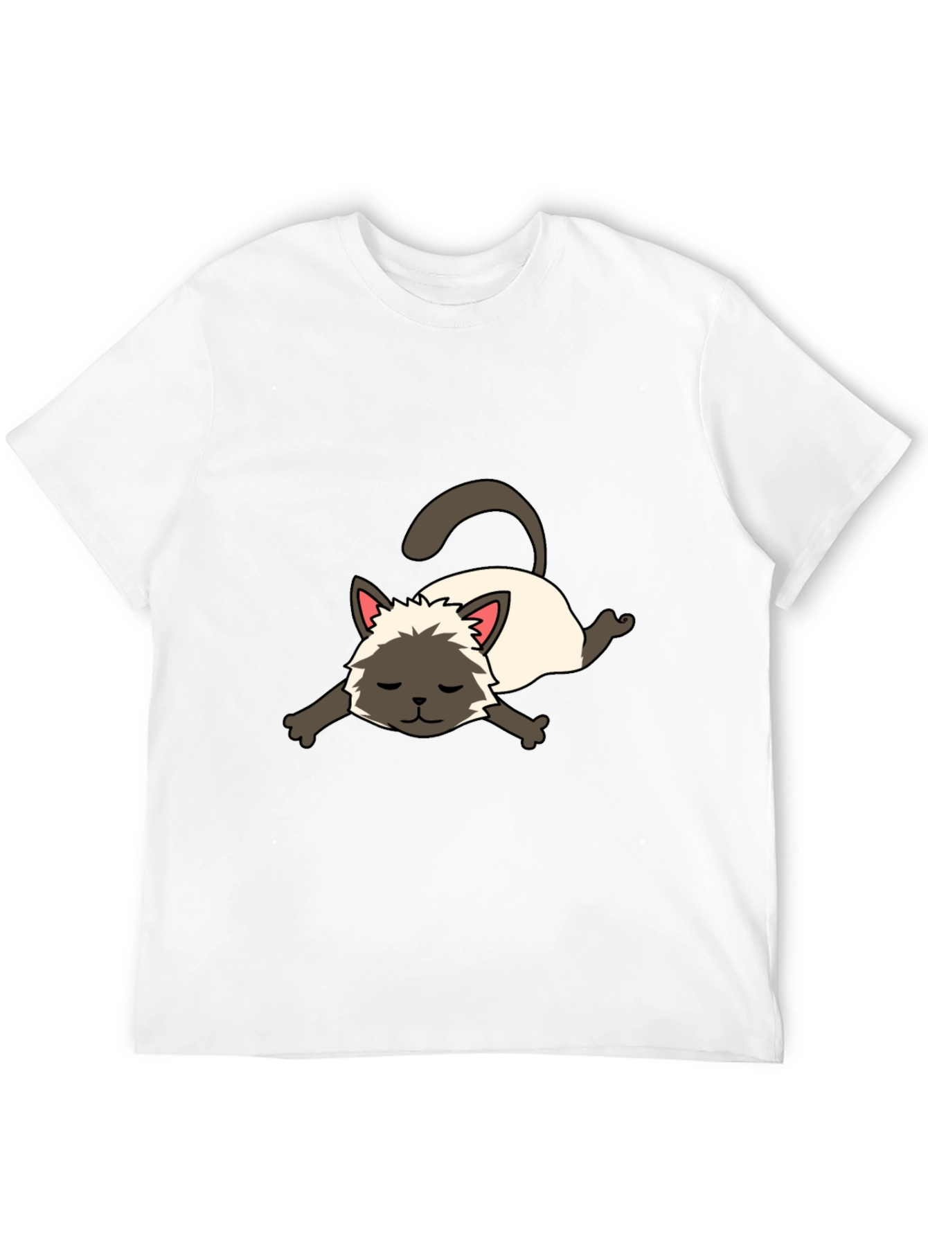 Black Cartoon Siamese Cat Unisex T-Shirt view 12