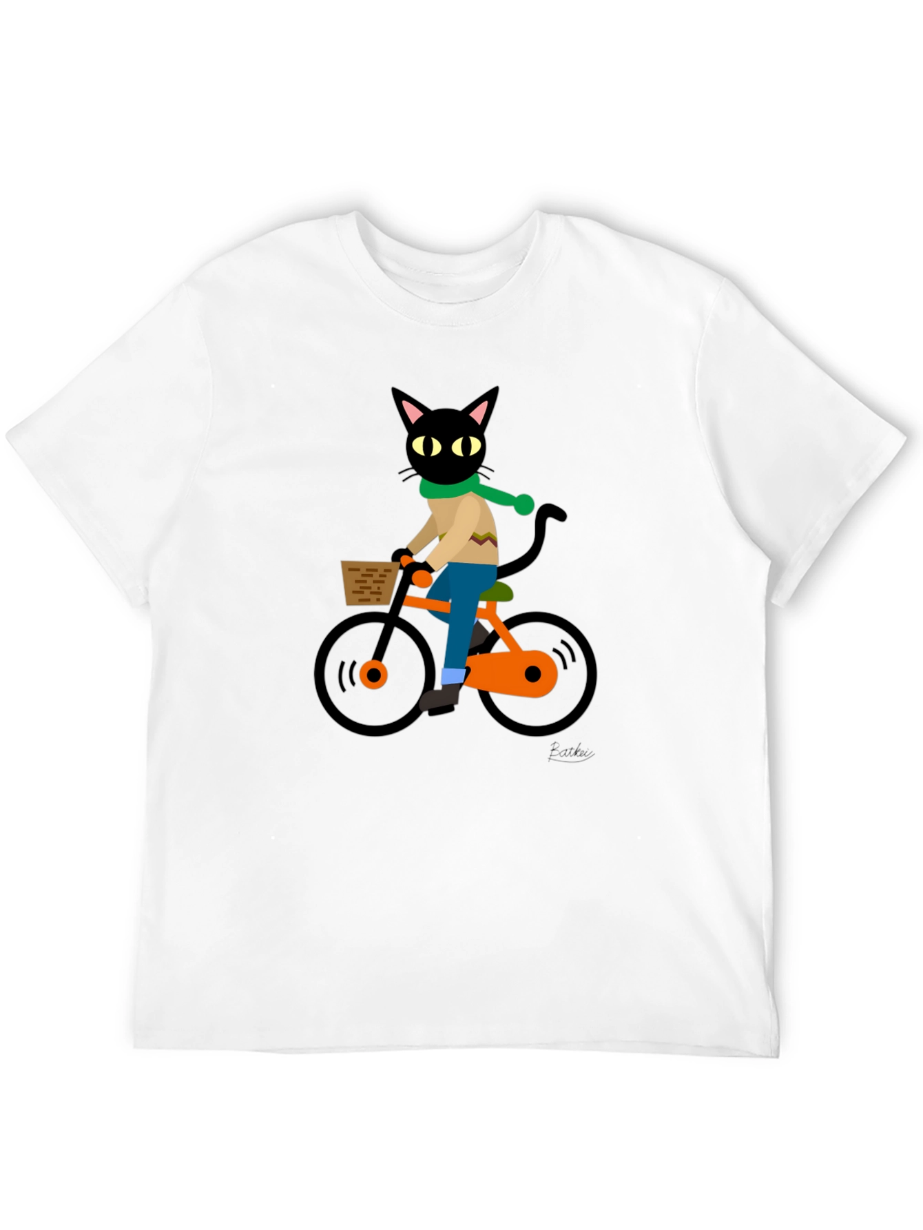 Black Cool Cat on Bike Graphic Tee - Black Cotton T-Shirt view 12