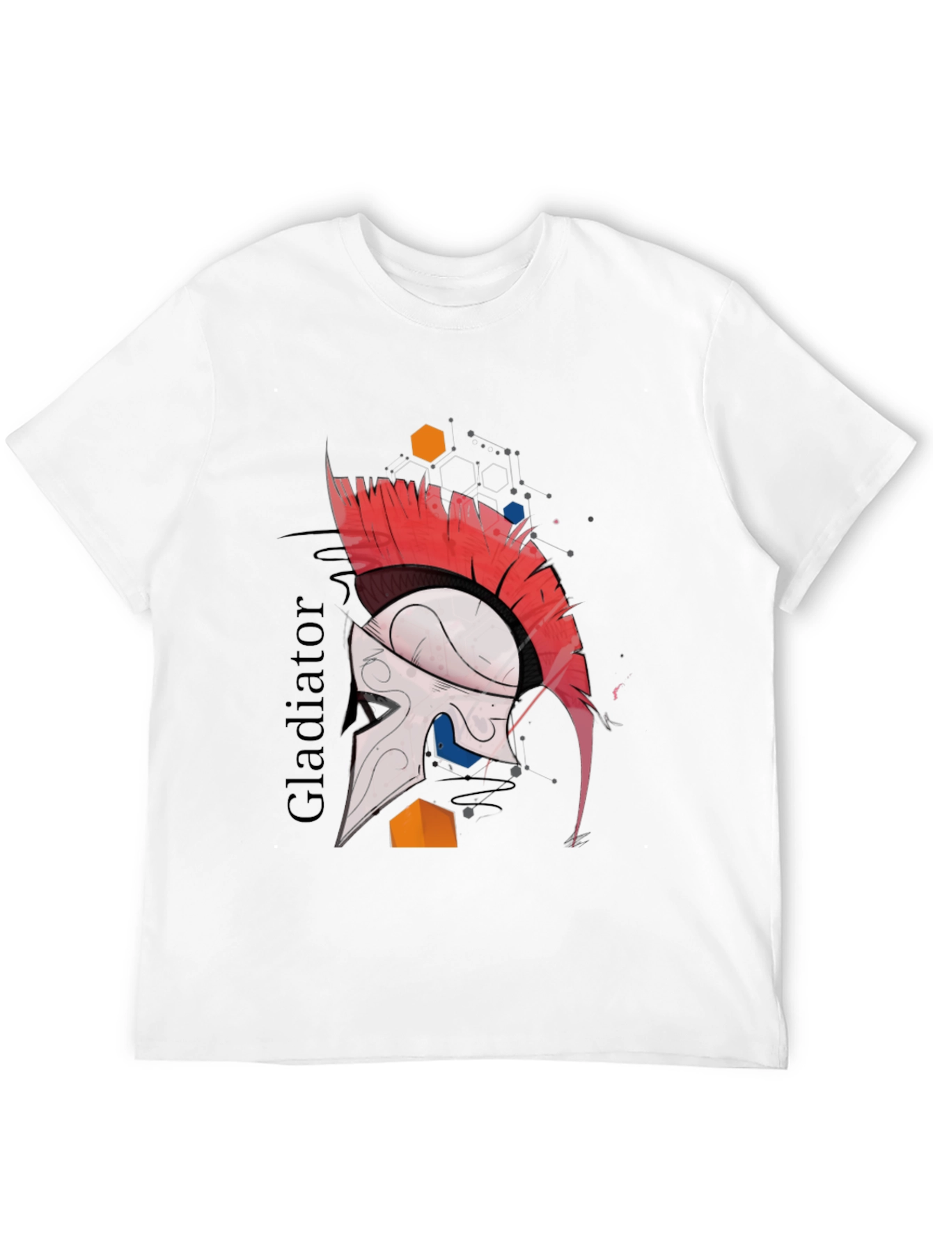 Black Gladiator Helmet Graphic Tee - Cool Warrior Design view 12