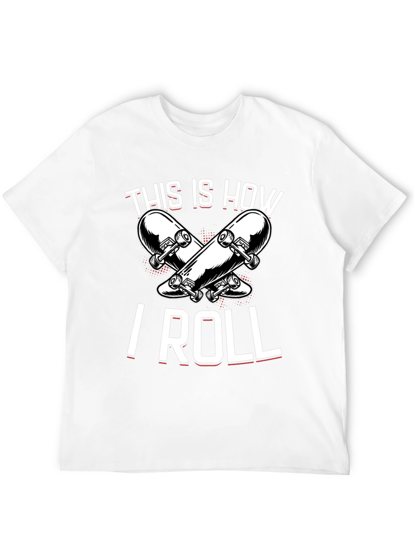 Black Skateboarder T-Shirt: "This Is How I Roll" Black Tee view 12
