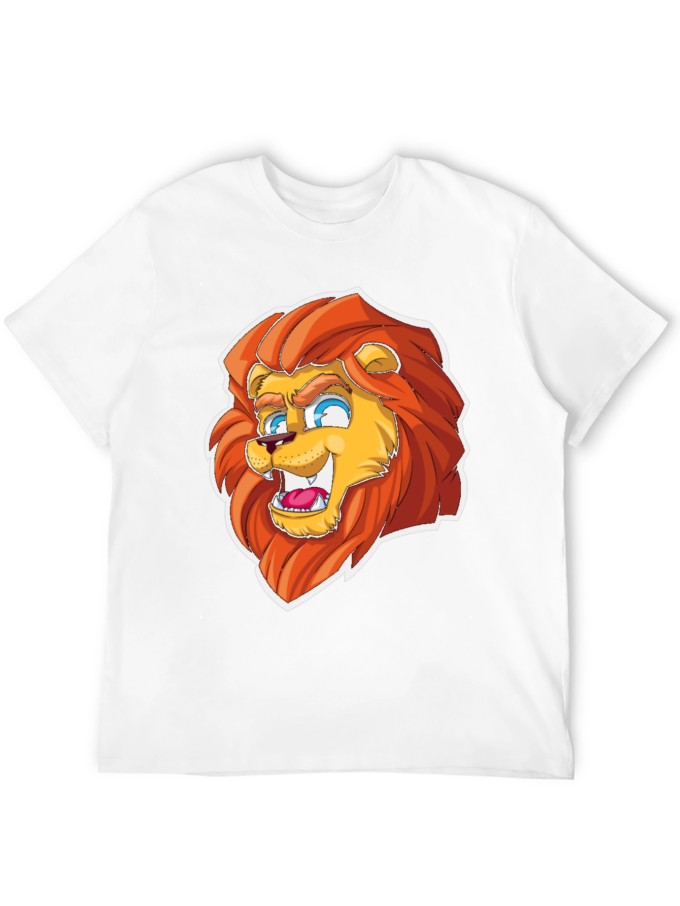 Black Cartoon Lion Graphic Tee - Black Cotton Blend view 12