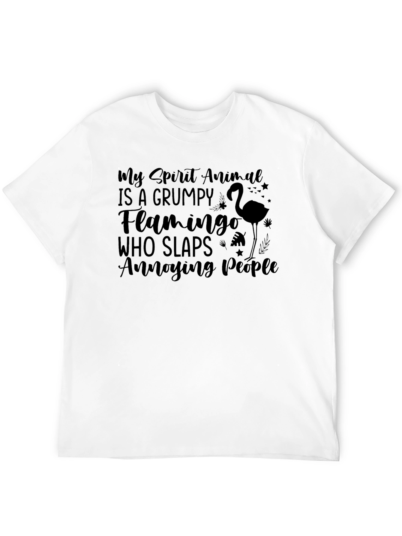 Black Grumpy Flamingo T-Shirt - Funny Animal Tee view 12