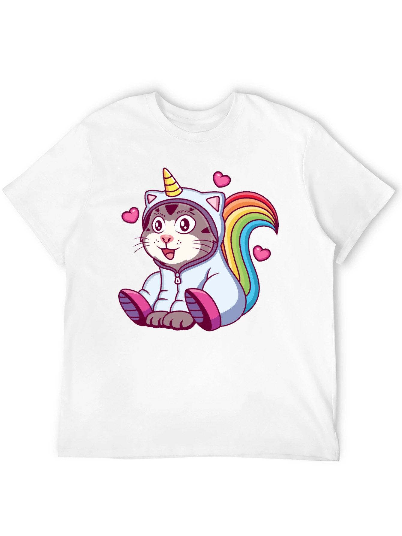 Black Unicorn Cat T-Shirt - Cute Cartoon Animal Tee view 12