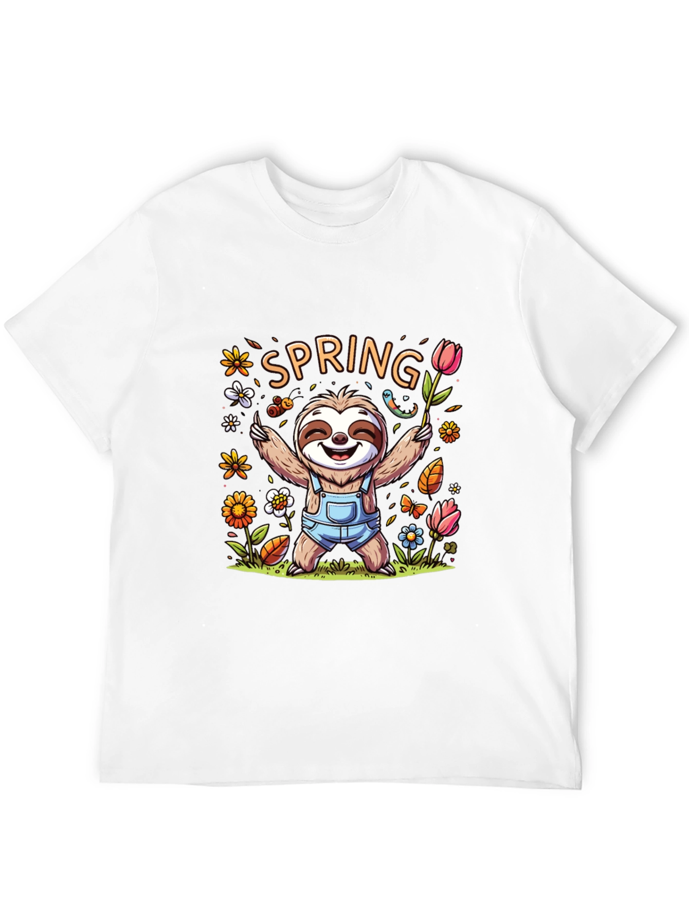 Black Spring Sloth Graphic Tee - Unisex Black T-Shirt view 12