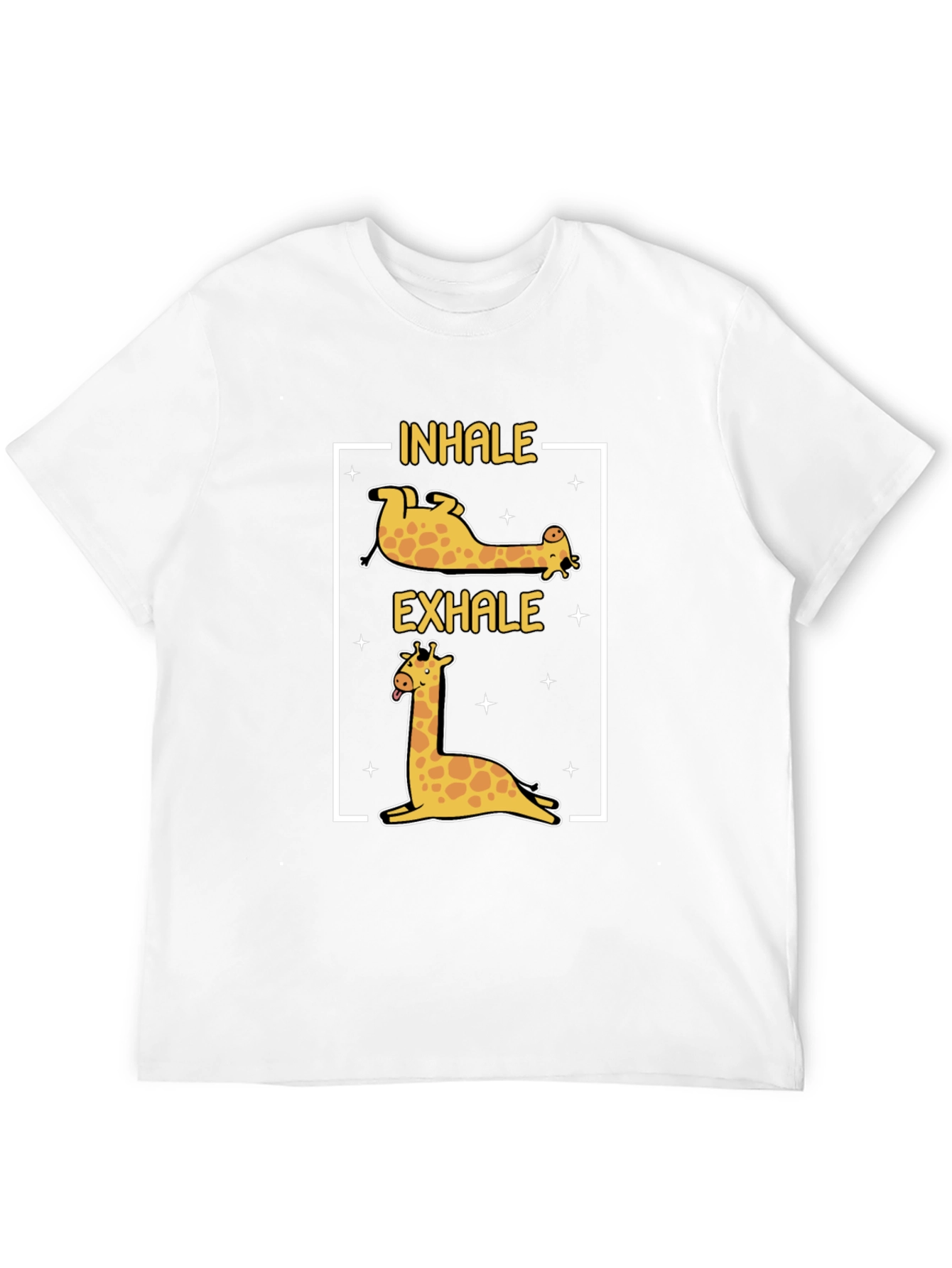 Black Inhale Exhale Giraffe Yoga Black T-Shirt view 12