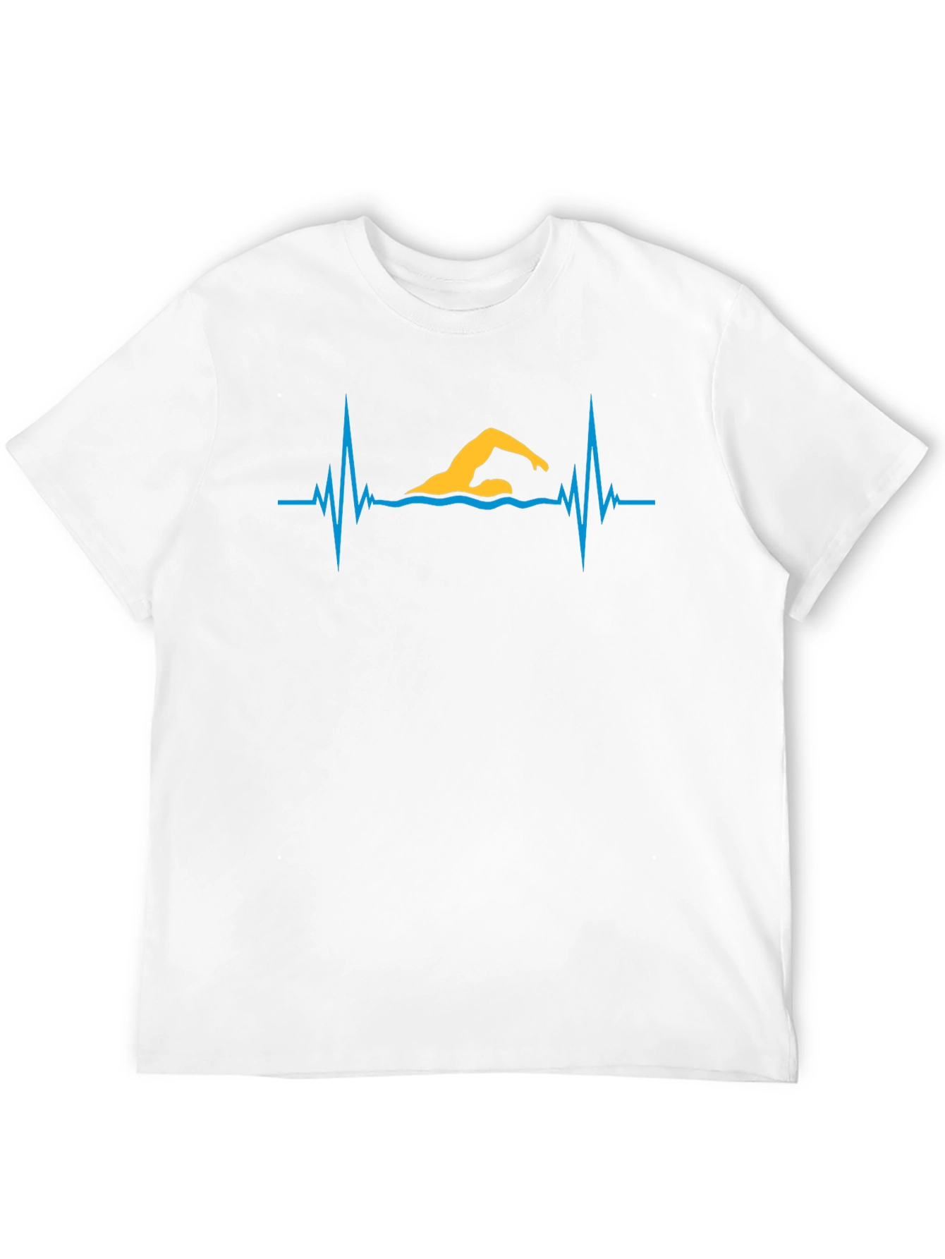 Black Swimmer Heartbeat Graphic Tee - Black Cotton T-Shirt view 12