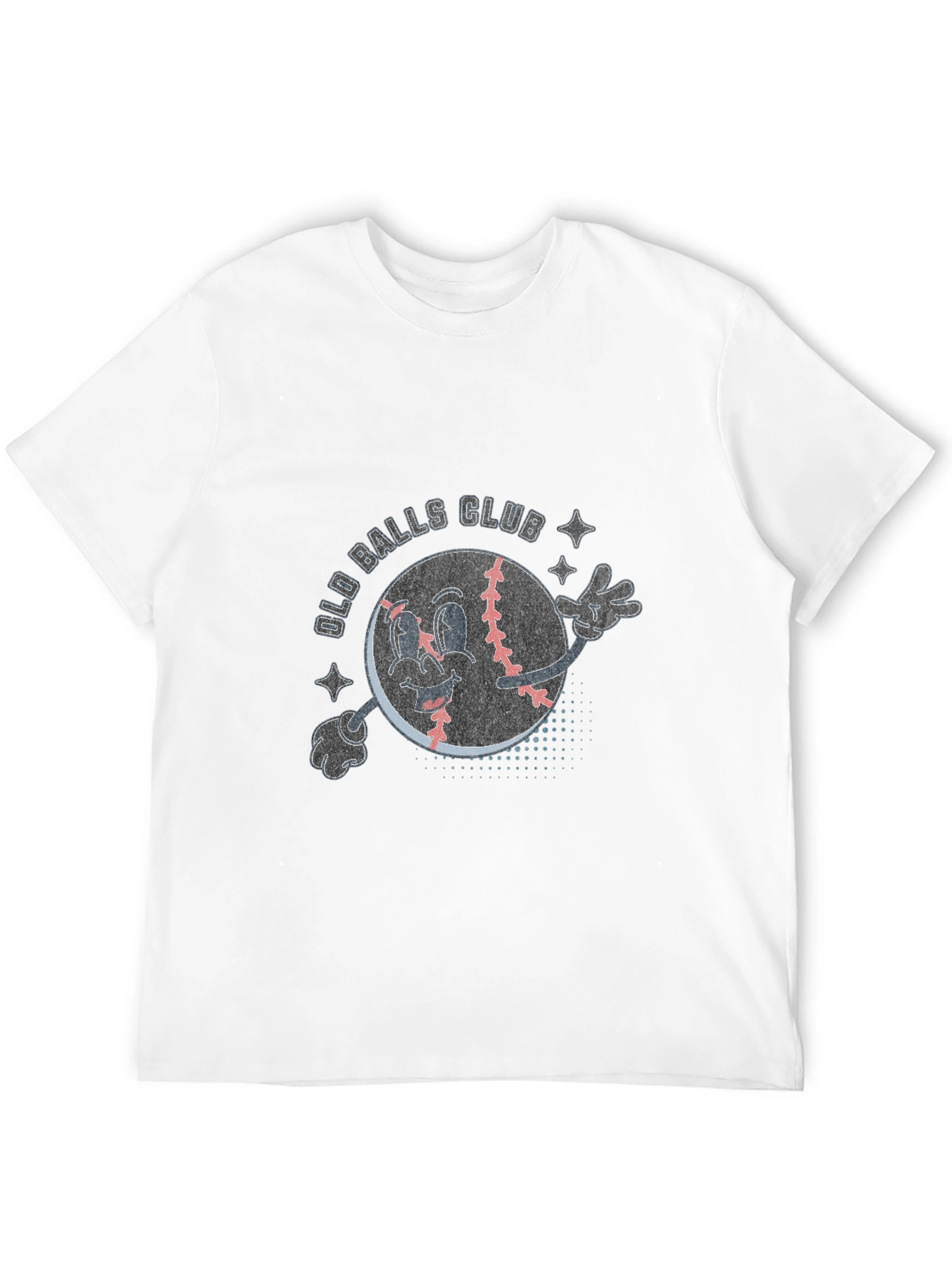 Black Old Balls Club Cartoon Baseball T-Shirt view 12