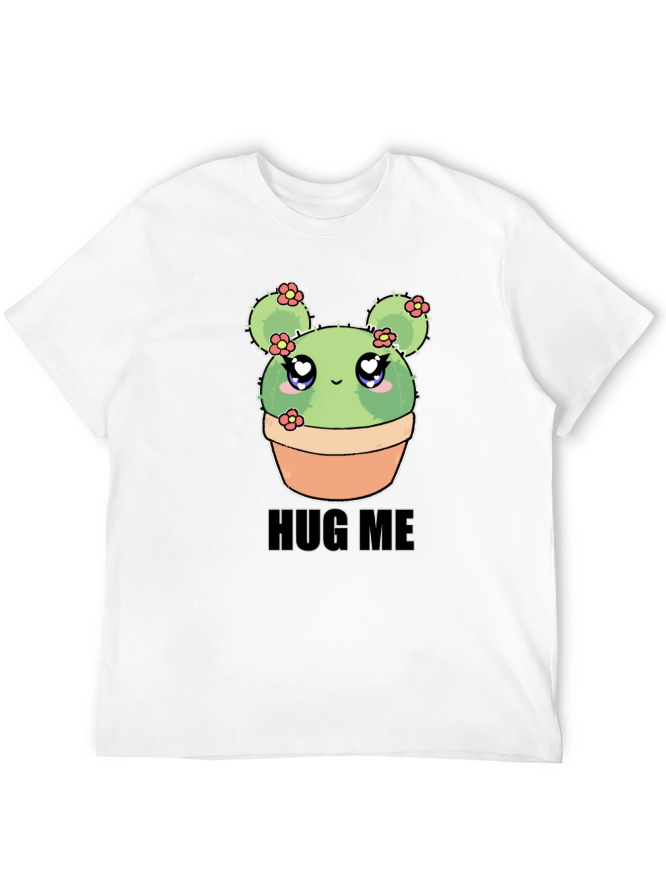 Black Cute Cactus Hug Me T-Shirt - Kawaii Plant Tee view 12
