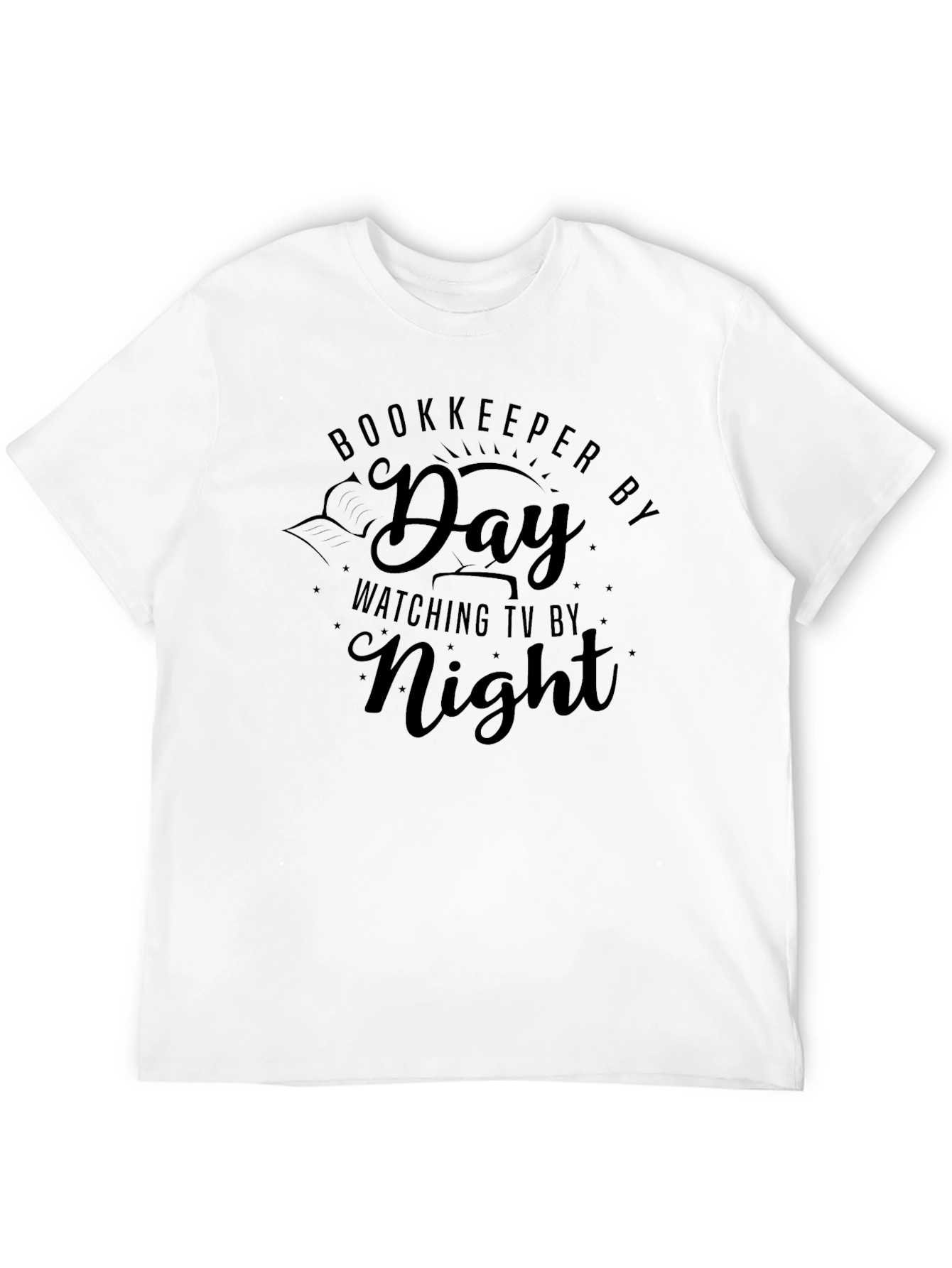 Black Bookkeeper by Day, TV by Night Black T-Shirt view 12